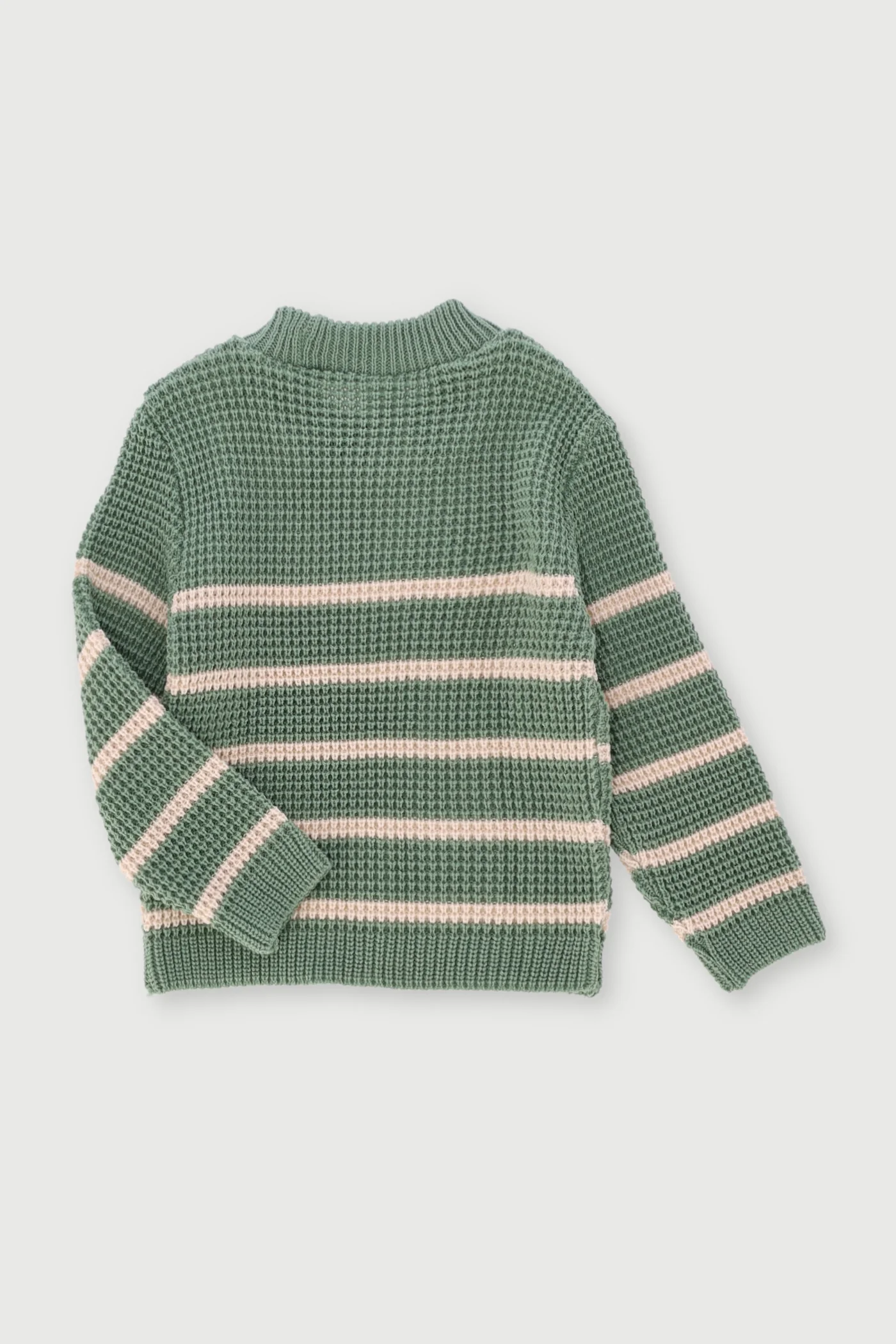 Pre-Boys Striped Waffle Pullover - Green - Image 2