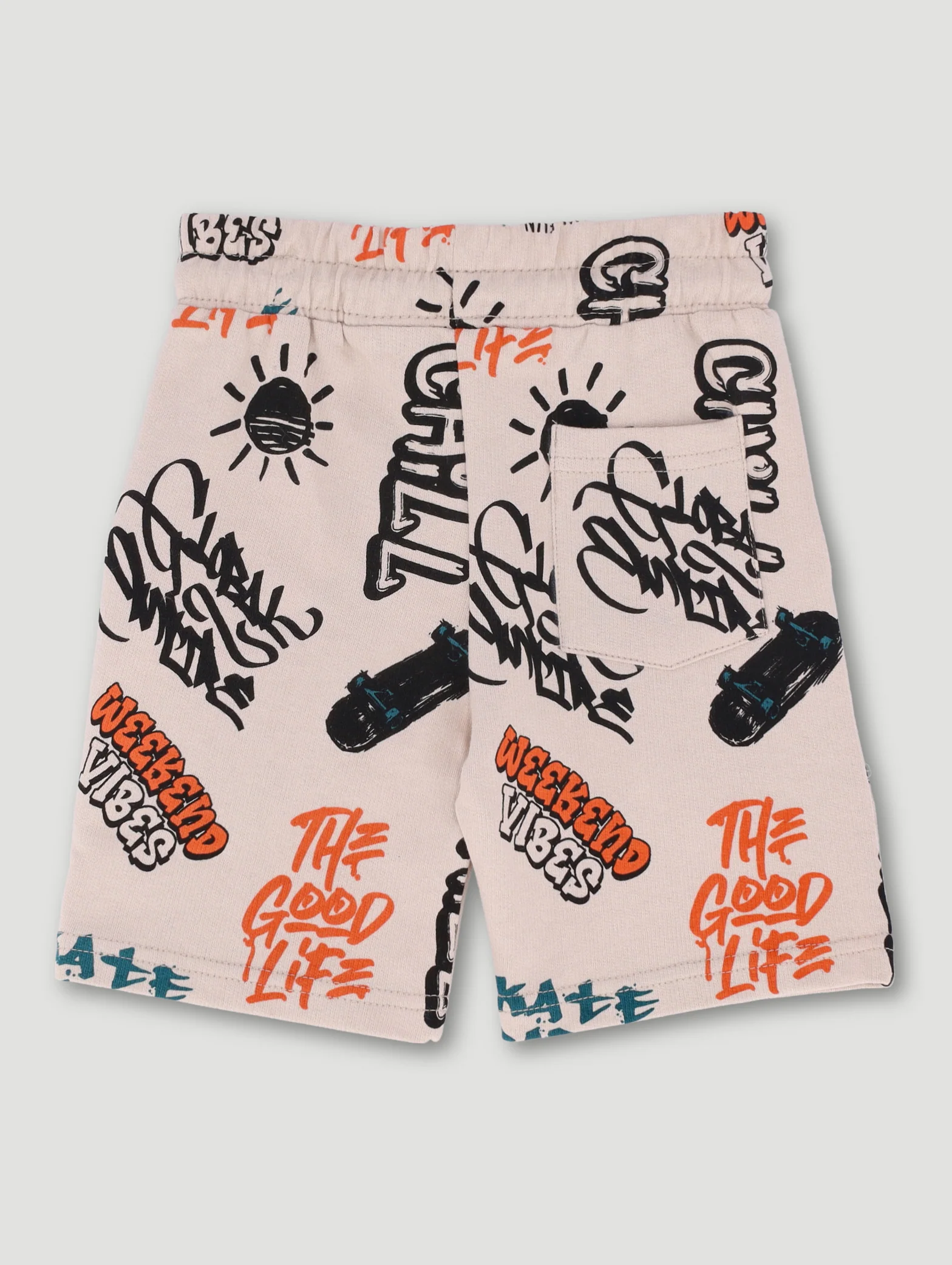 Pre-Boys Teddy Graffiti Fleece Shorts - Stone - Image 2