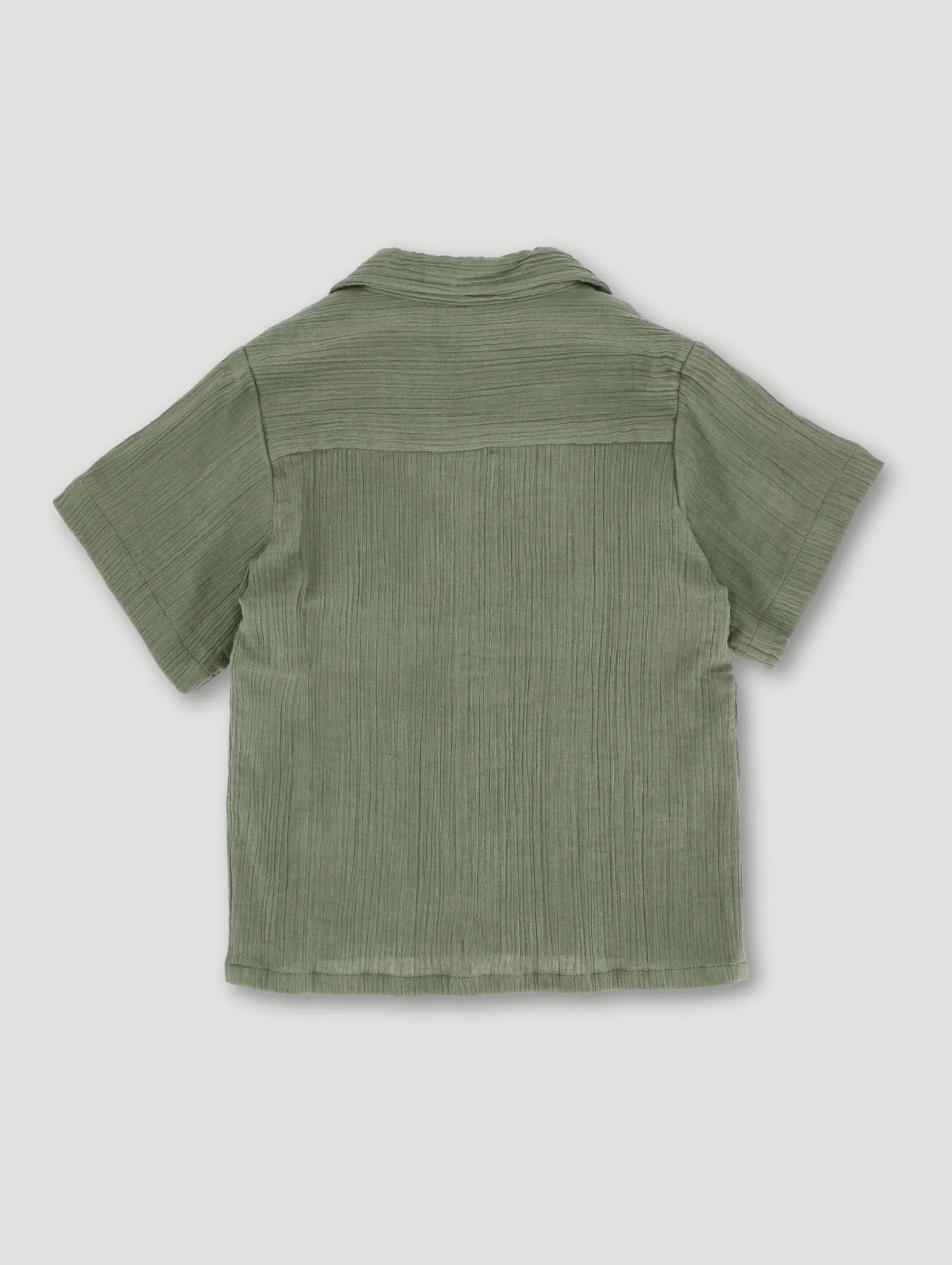 Pre-Boys Textured Muslin Shirt - Olive - Image 2