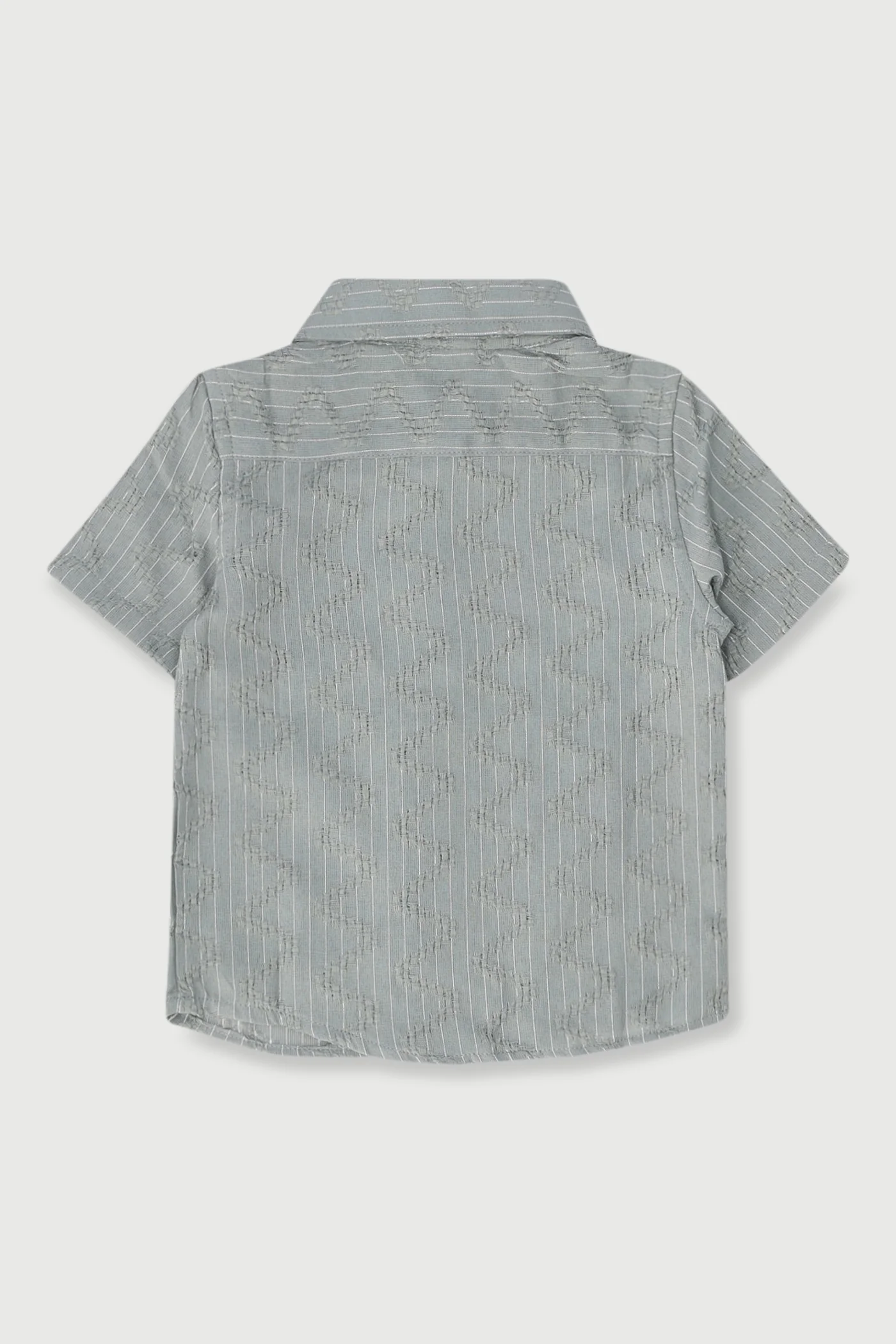 Pre-Boys Textured Zig Zag Stripe Woven Shirt - Sage - Image 2