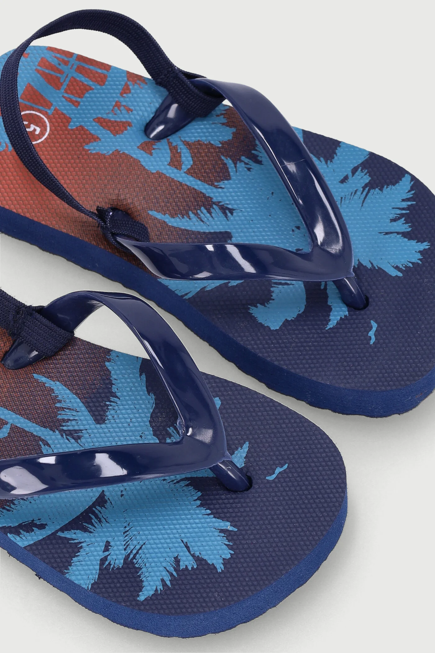 Pre-Boys Tropical Print Thong Sandal - Navy - Image 2