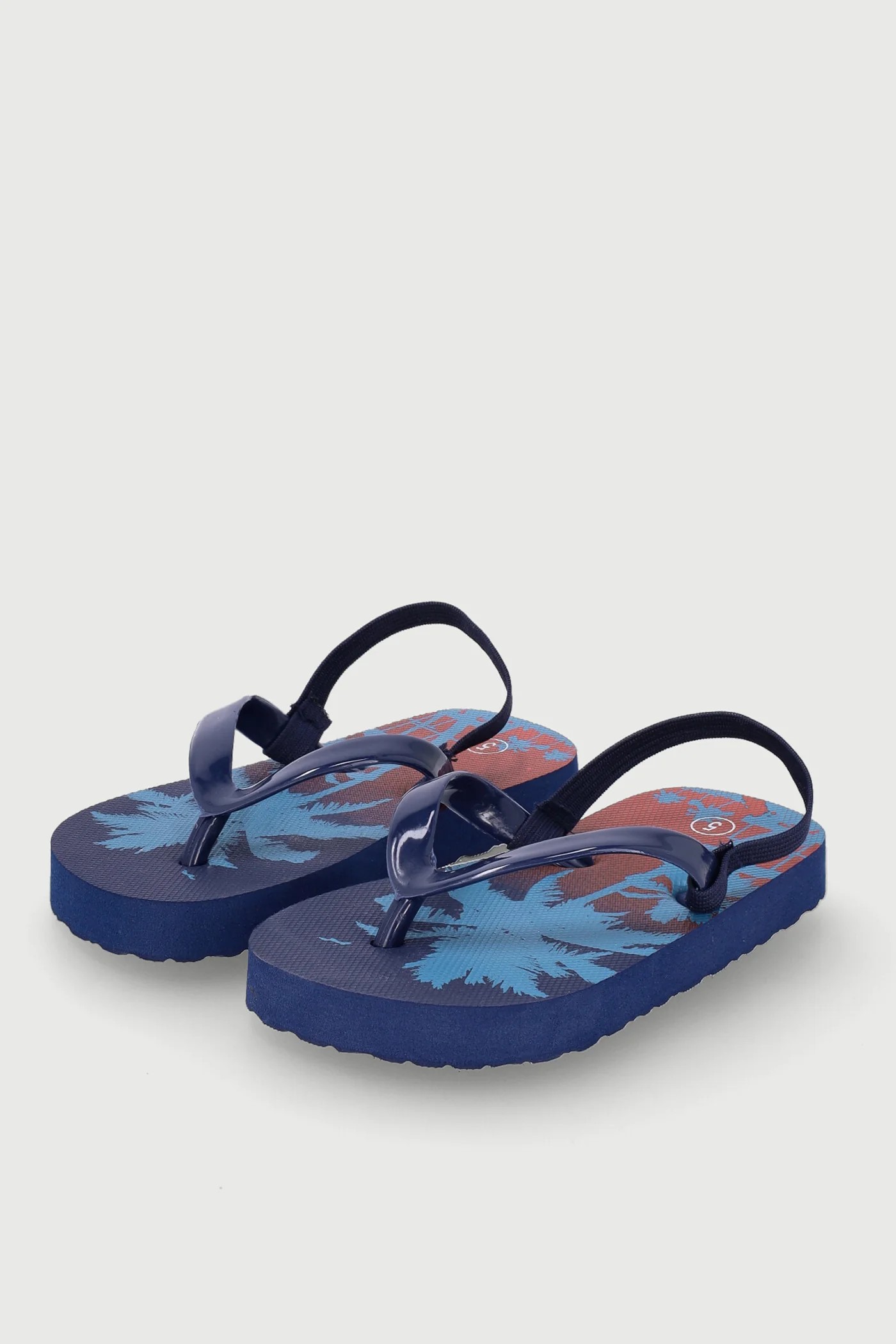 Pre-Boys Tropical Print Thong Sandal - Navy - Image 3