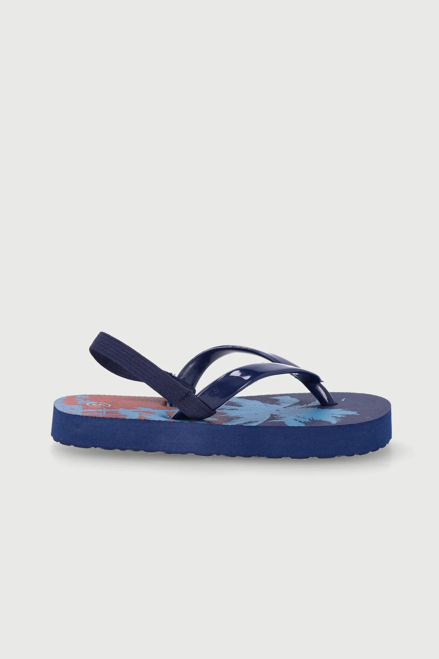 Pre-Boys Tropical Print Thong Sandal - Navy - Image 4