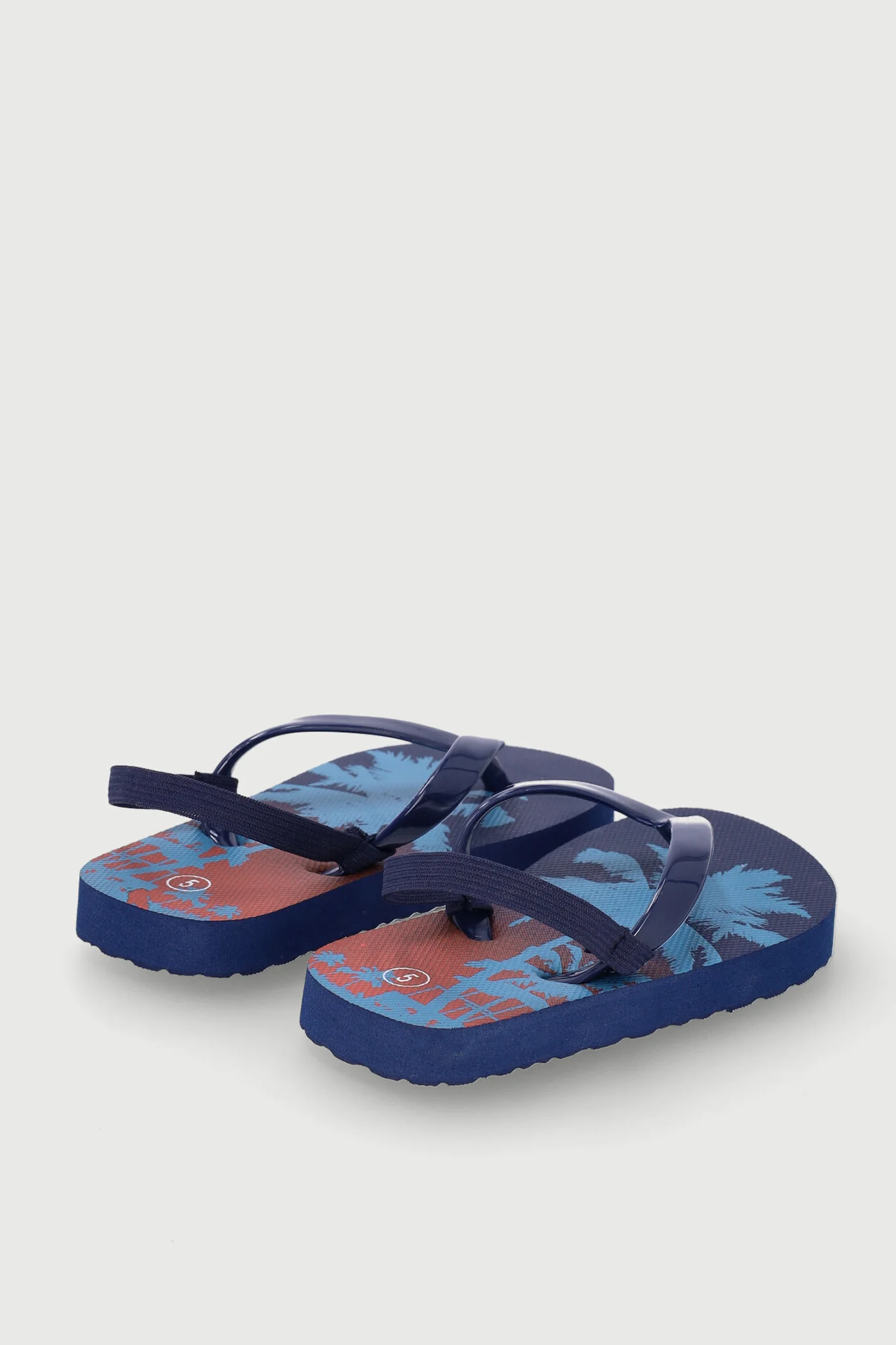 Pre-Boys Tropical Print Thong Sandal - Navy - Image 5