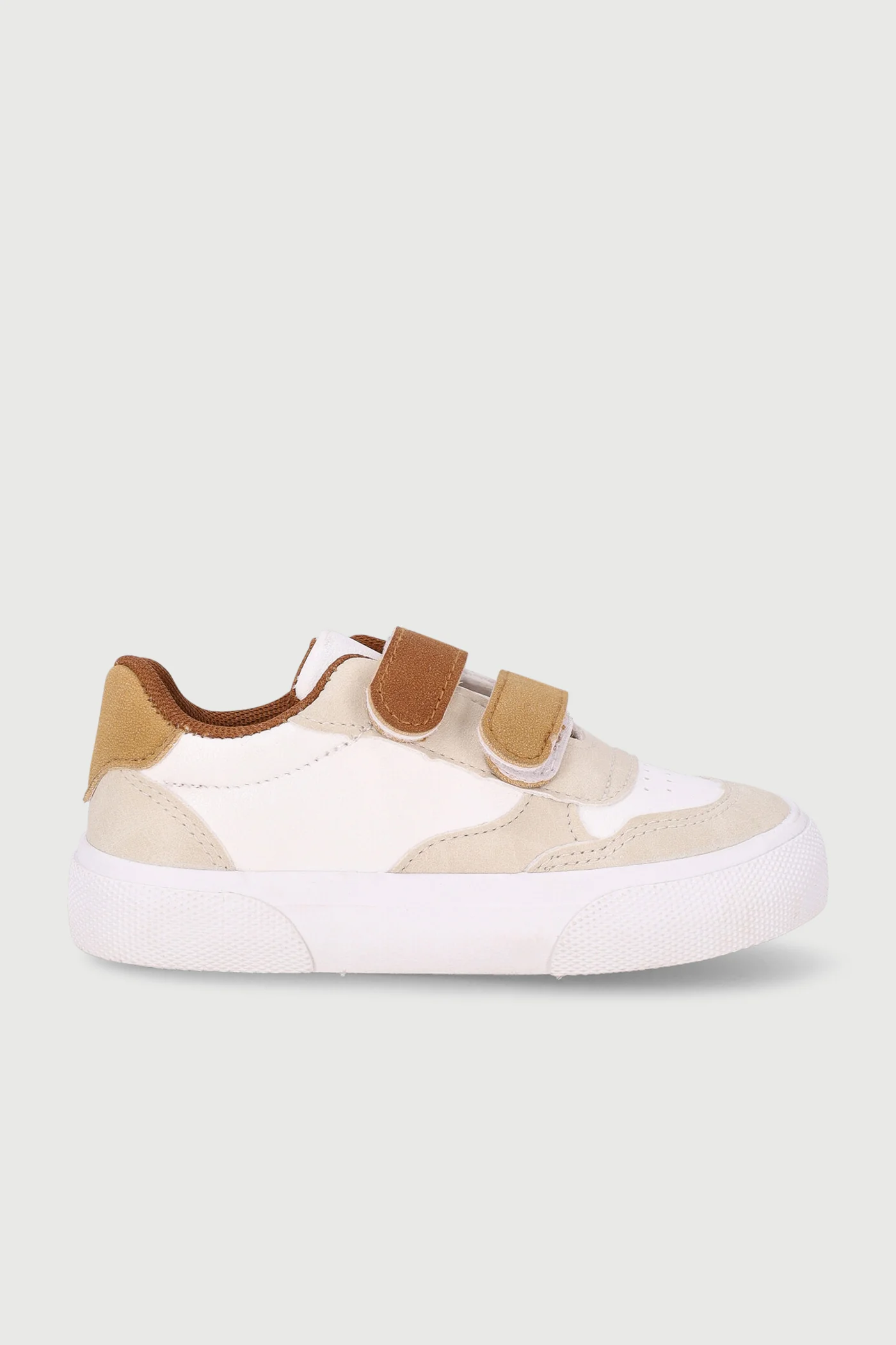 Pre-Boys Velcro Sneaker - White/Beige - Image 3
