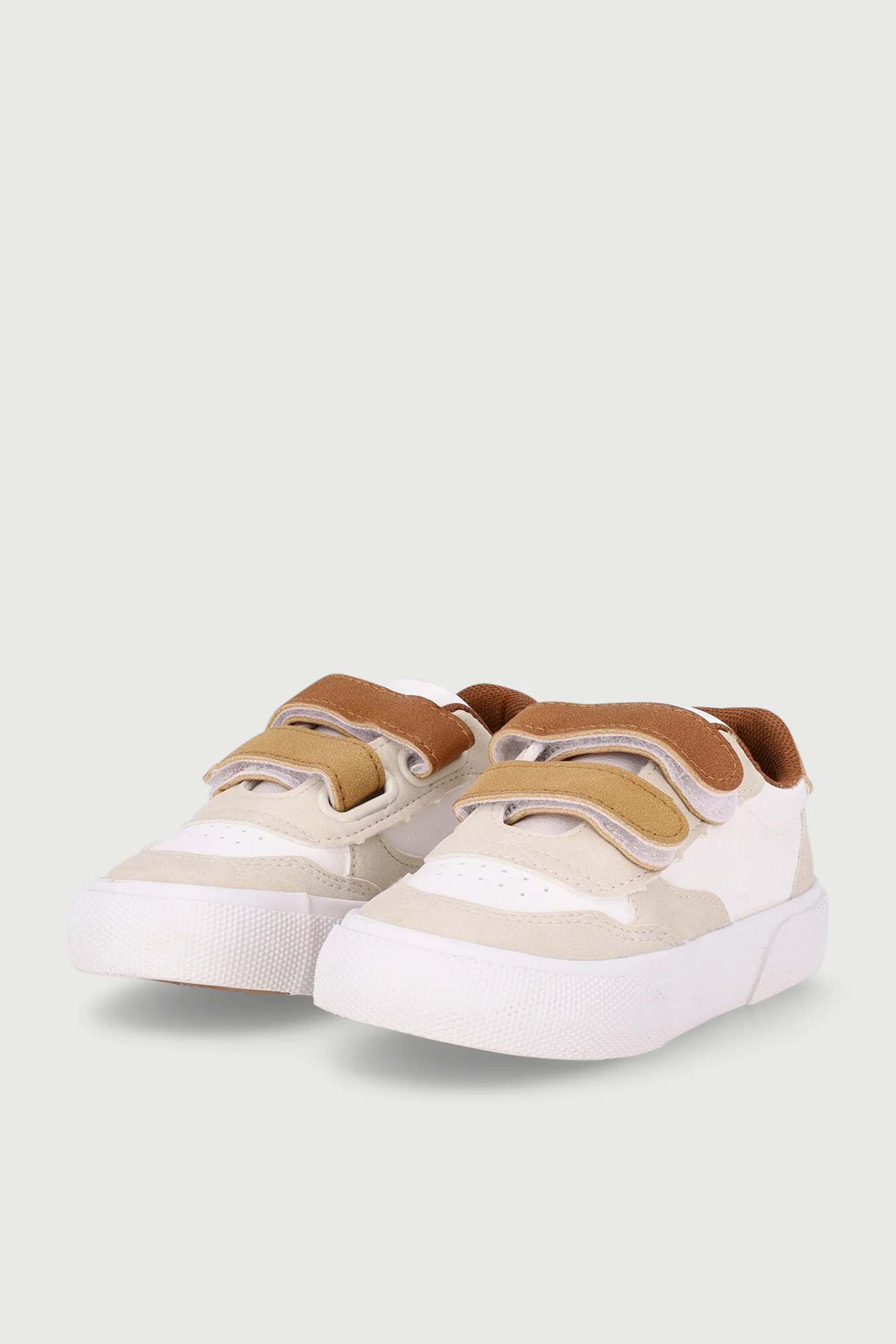 Pre-Boys Velcro Sneaker - White/Beige - Image 4