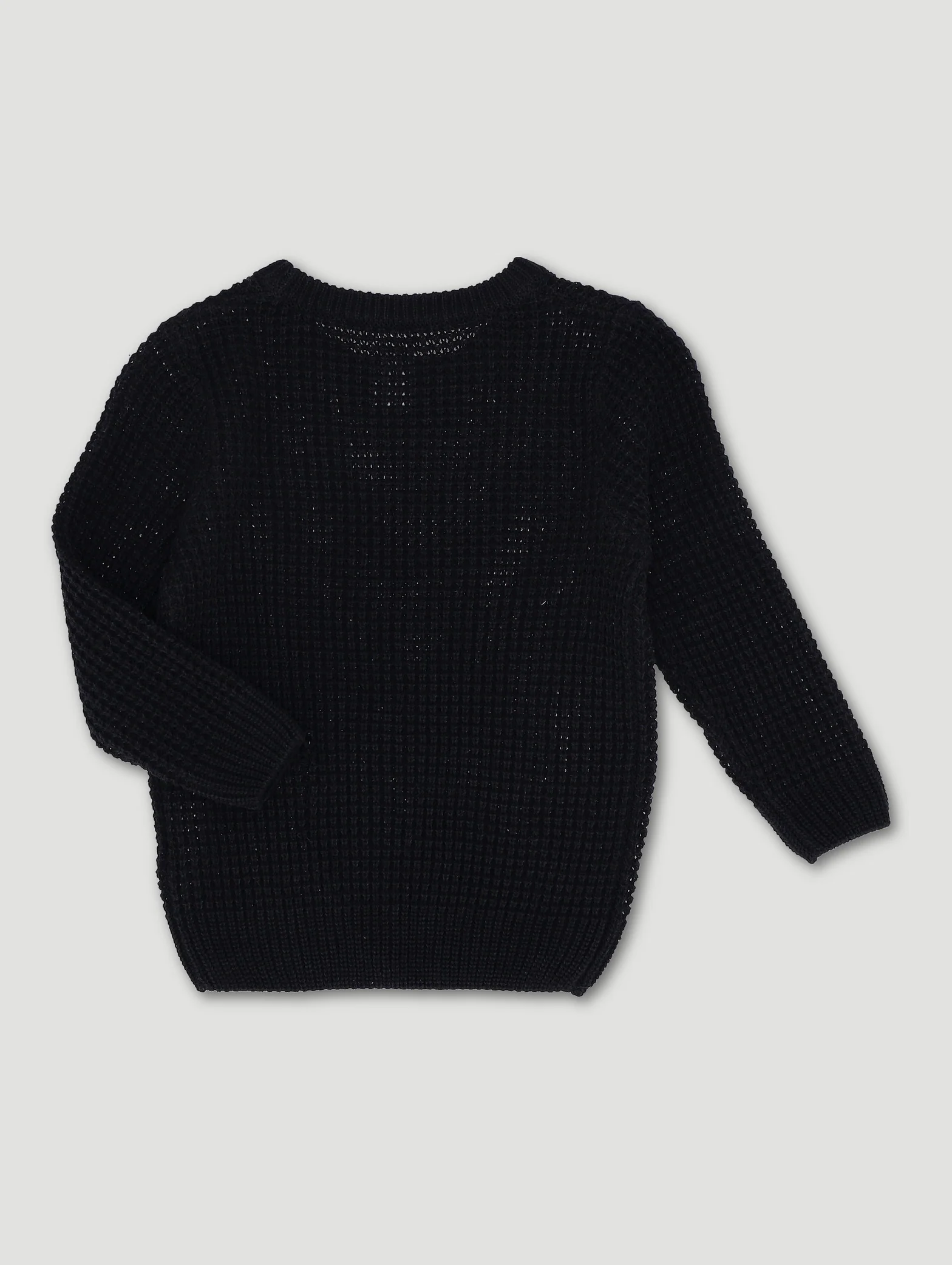Pre-Boys Waffle Crew Knitwear - Black - Image 2