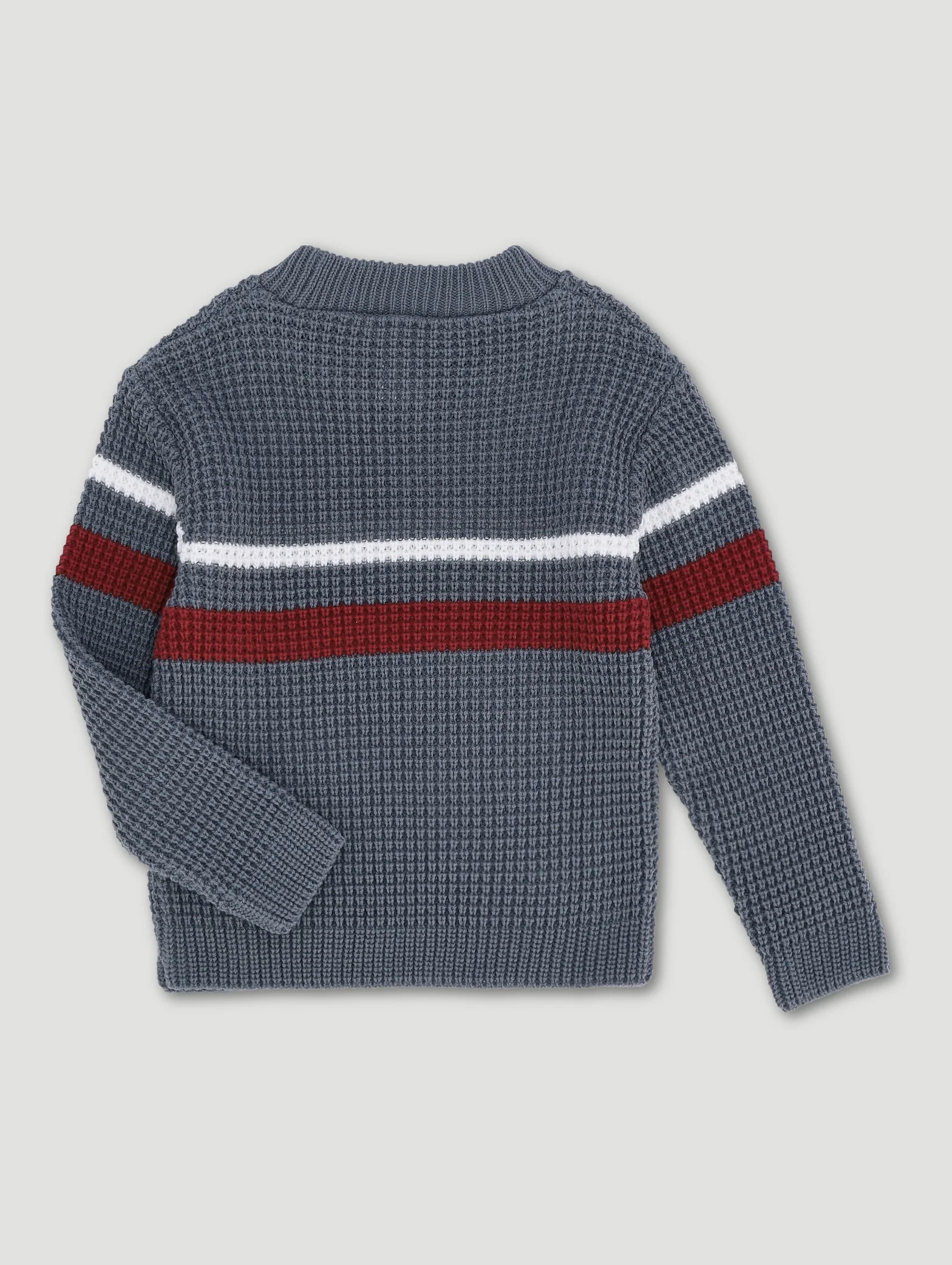 Pre-Boys Waffle Stripe Crew Top - Charcoal - Image 2