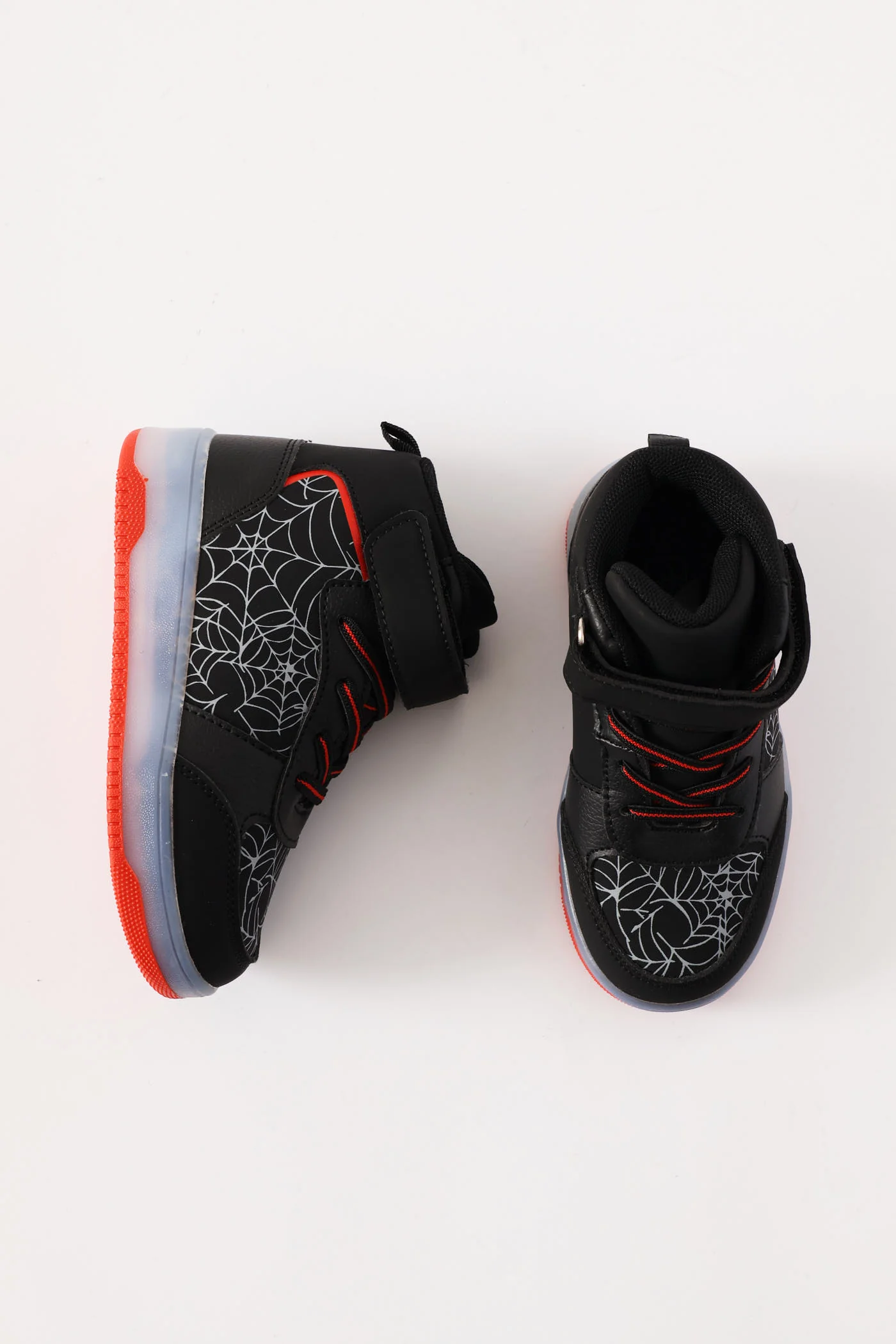 Pre-Boys Web Lace Up Hitop Sneaker - Black/Red - Image 2