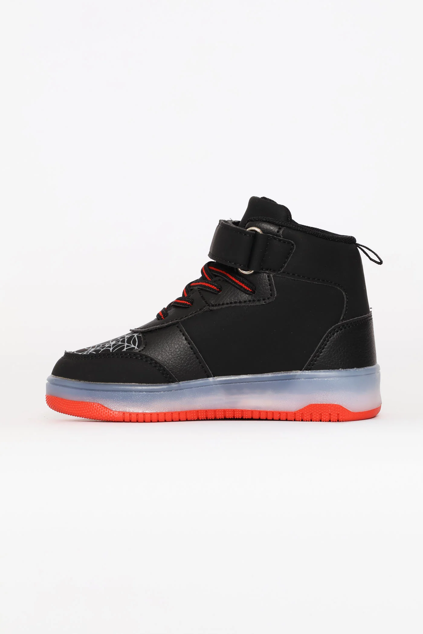 Pre-Boys Web Lace Up Hitop Sneaker - Black/Red - Image 3