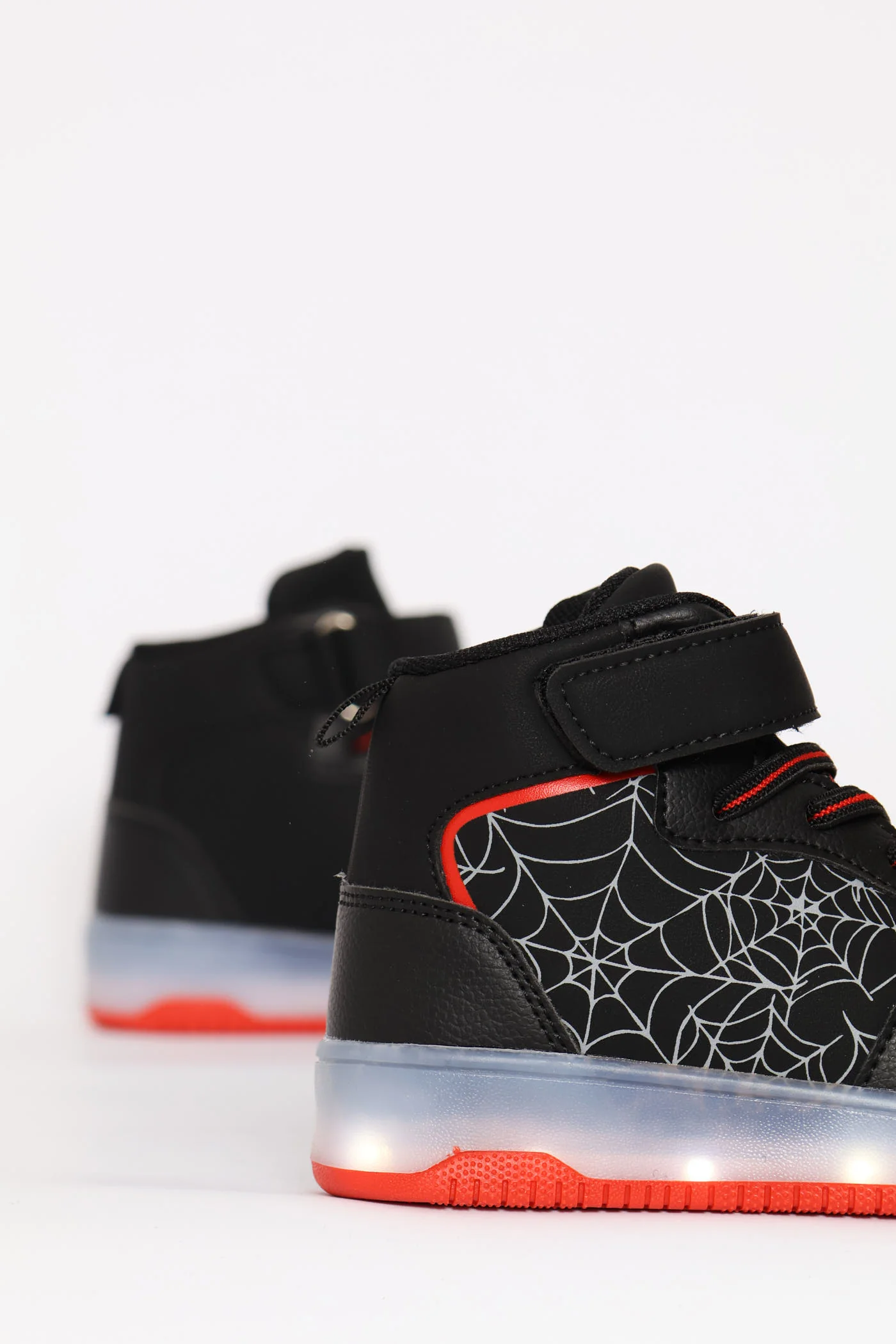 Pre-Boys Web Lace Up Hitop Sneaker - Black/Red - Image 4