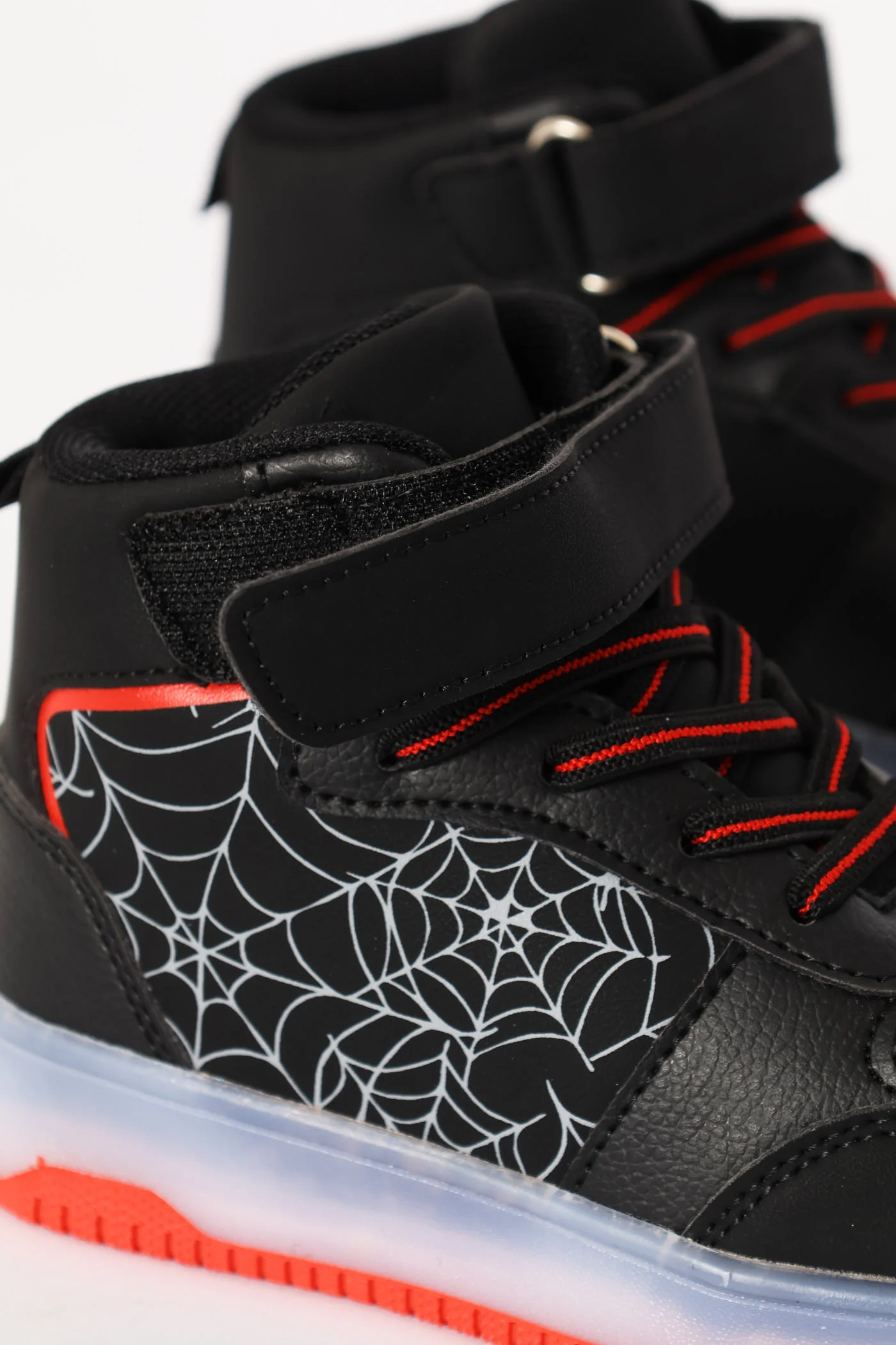 Pre-Boys Web Lace Up Hitop Sneaker - Black/Red - Image 5
