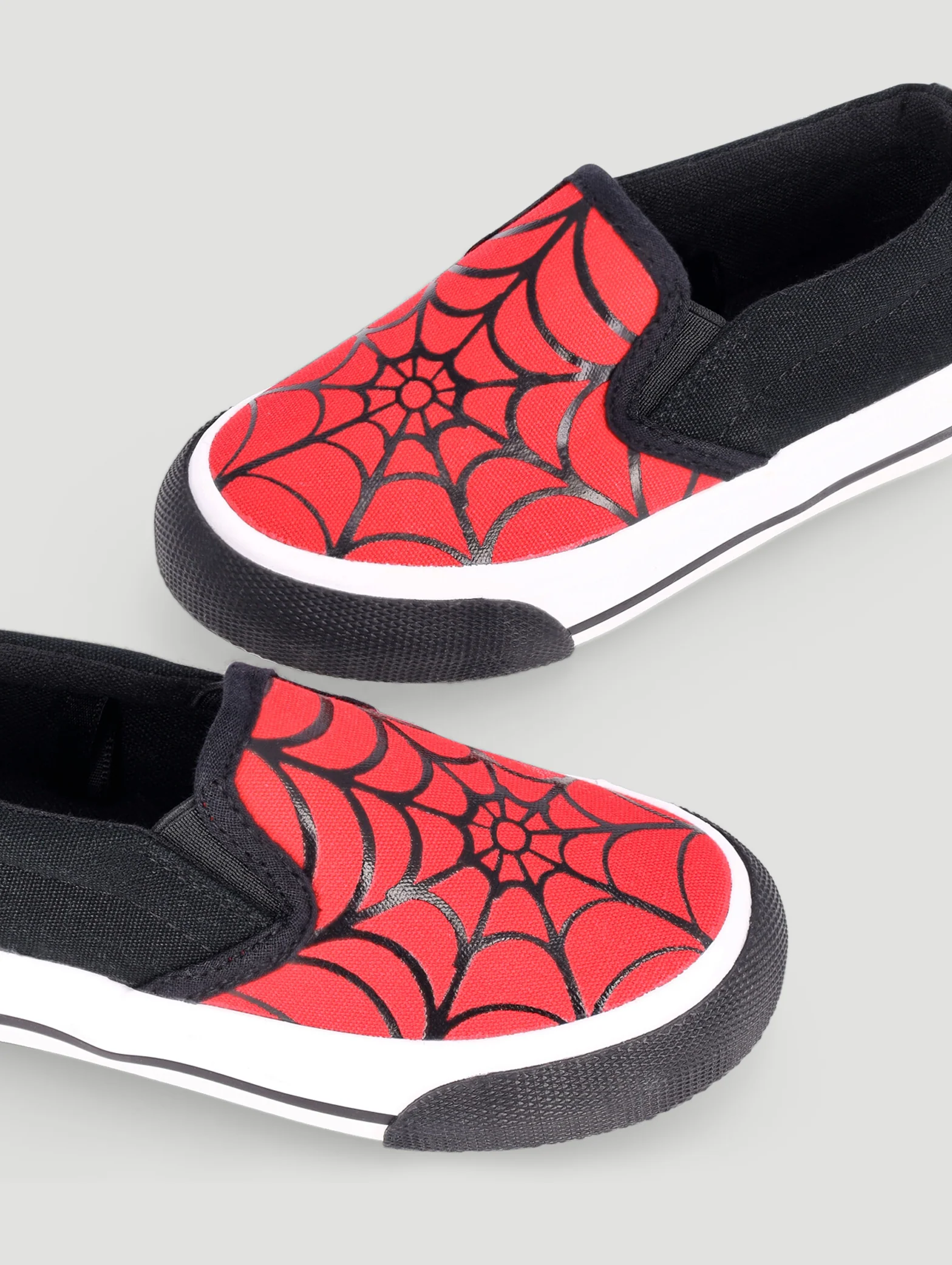 Pre-Boys Web Print Slip On Sneaker - Black/Red - Image 4