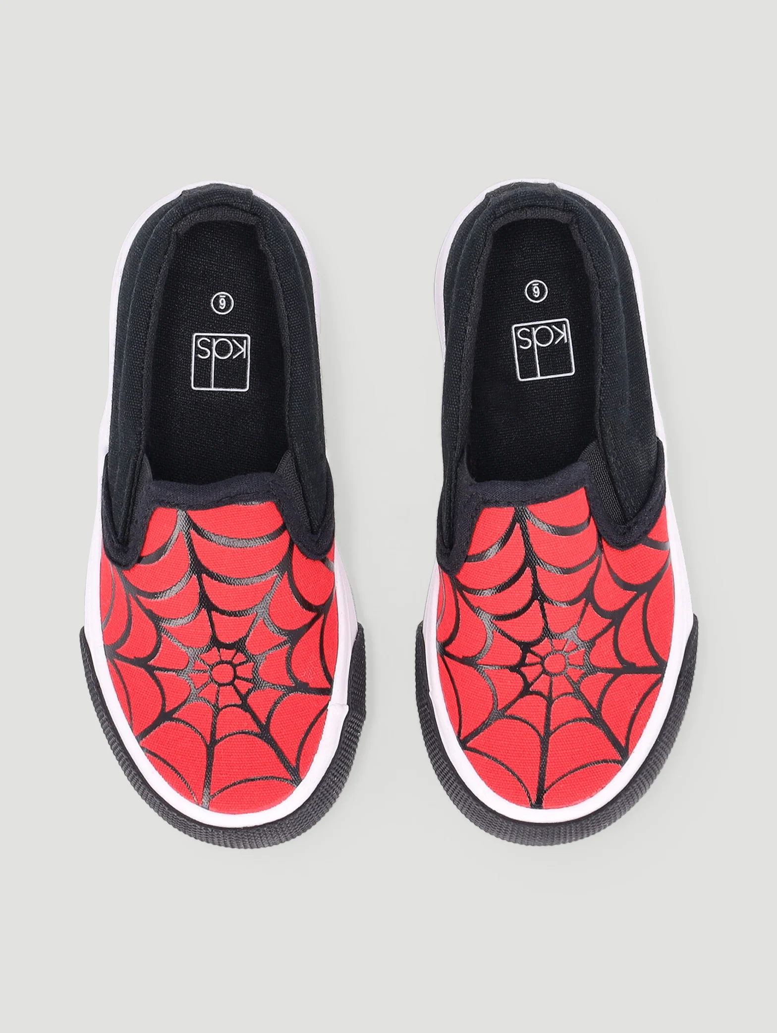 Pre-Boys Web Print Slip On Sneaker - Black/Red - Image 5