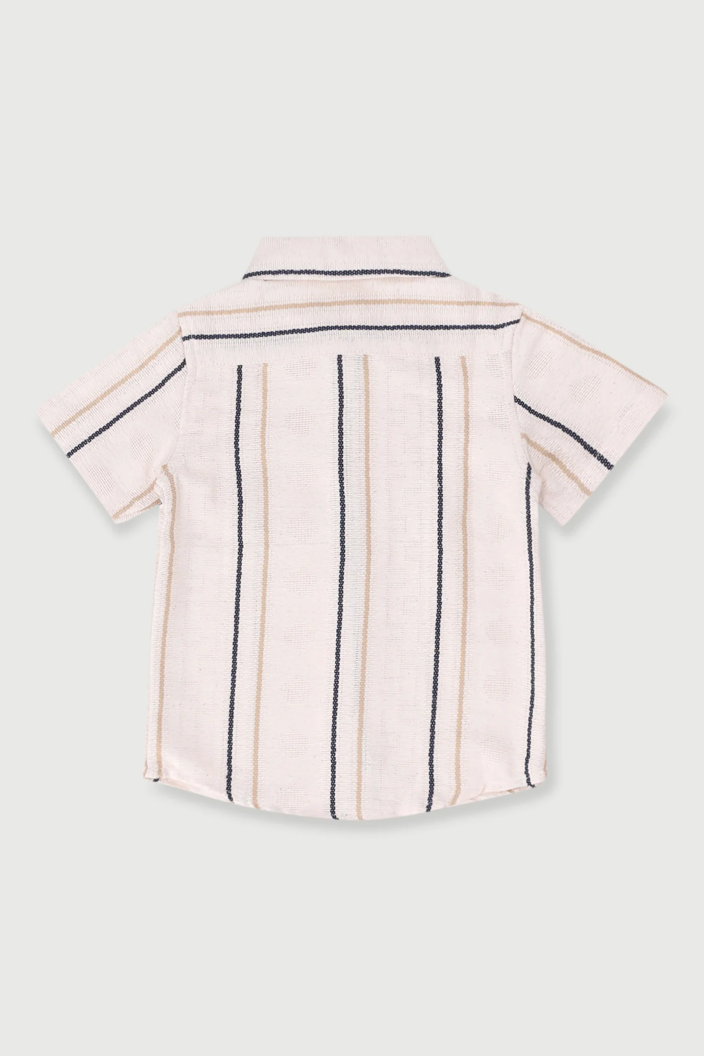 Pre-Boys Woven Textured Striped Shirt - Stone/Navy - Image 2