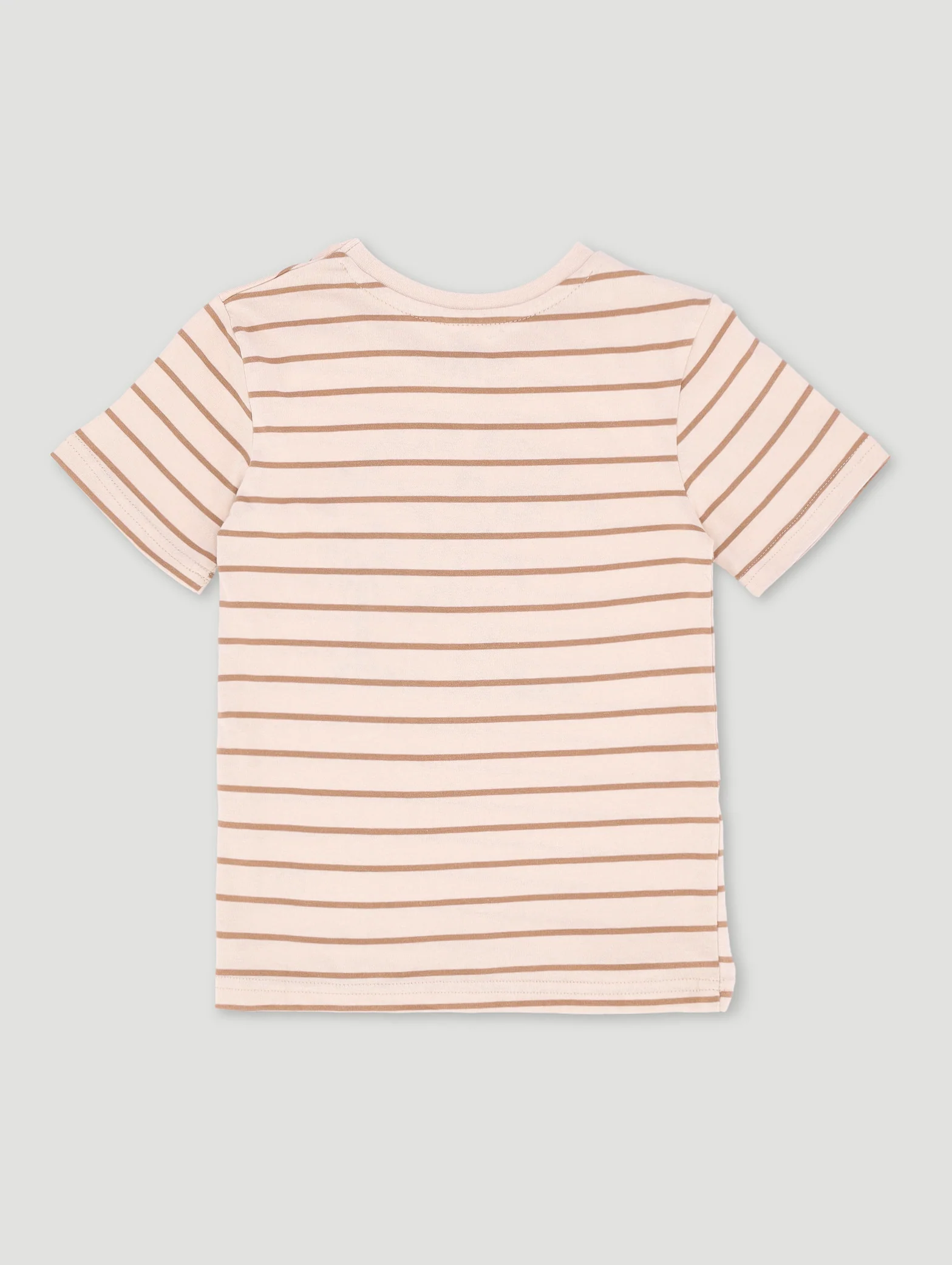 Pre-Boys Yarn Dye Stripe Embroidered Tee - Cream - Image 2