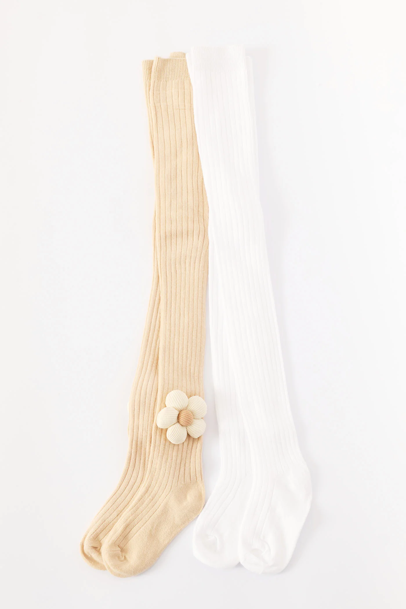 Pre-Girls 2 Pack 3D Flower Tights - Nude - Image 2