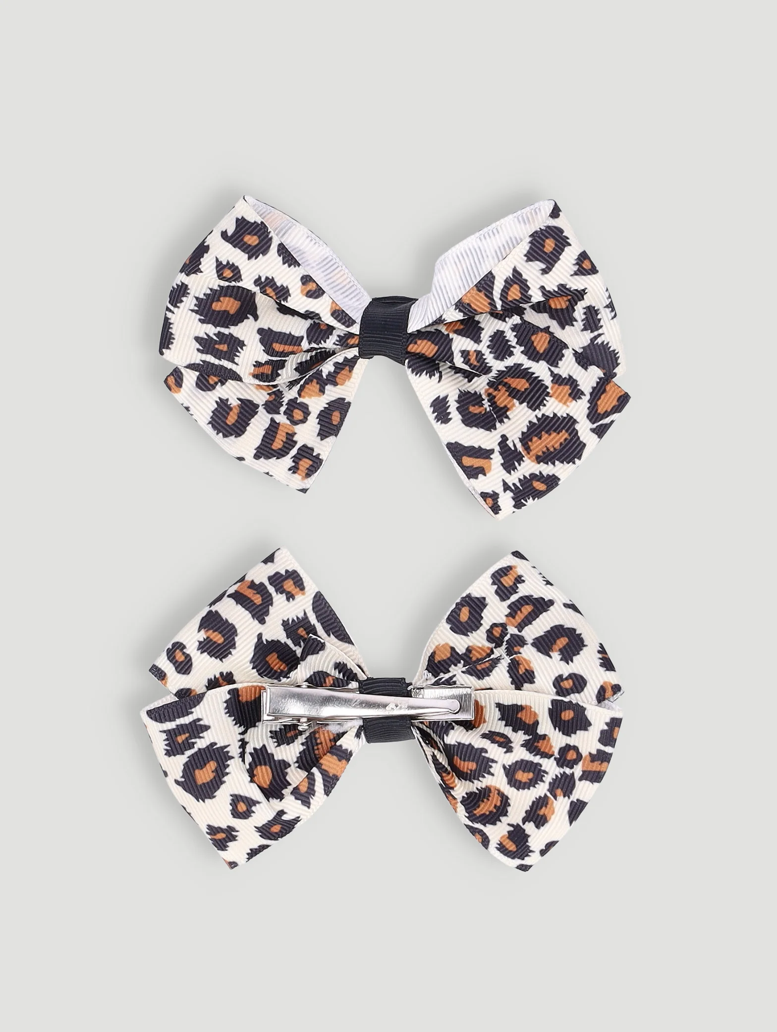 Pre-Girls 2 Pack Animal Print Bow Clips - Animal - Image 3