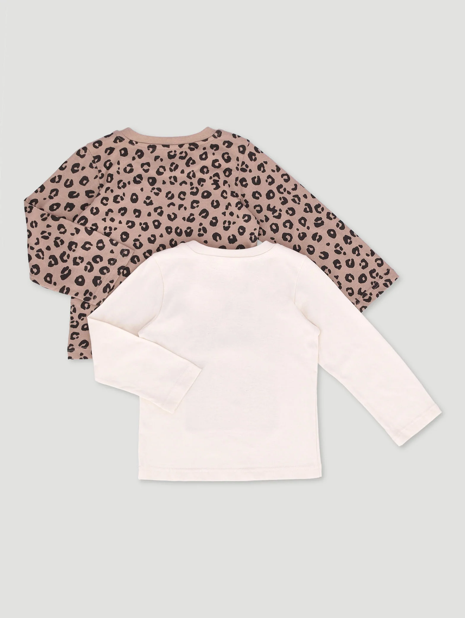 Pre-Girls 2 Pack Animal Print Long Sleeve T-Shirts - Stone - Image 2