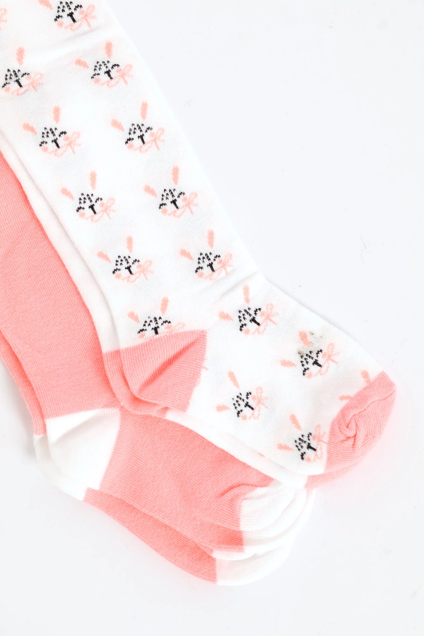 Pre-Girls 2 Pack Floral & Bunny Tights - Pink - Image 3