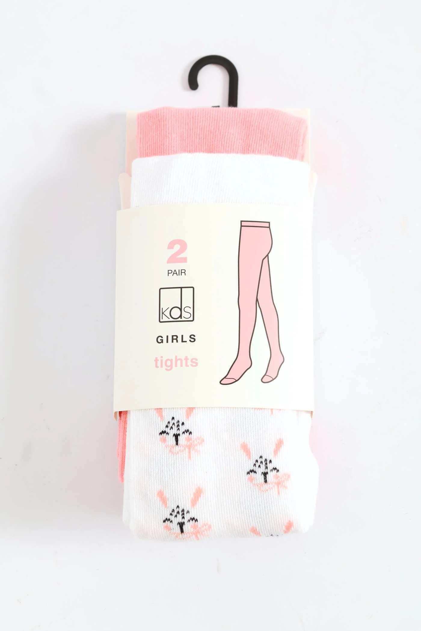 Pre-Girls 2 Pack Floral & Bunny Tights - Pink - Image 4