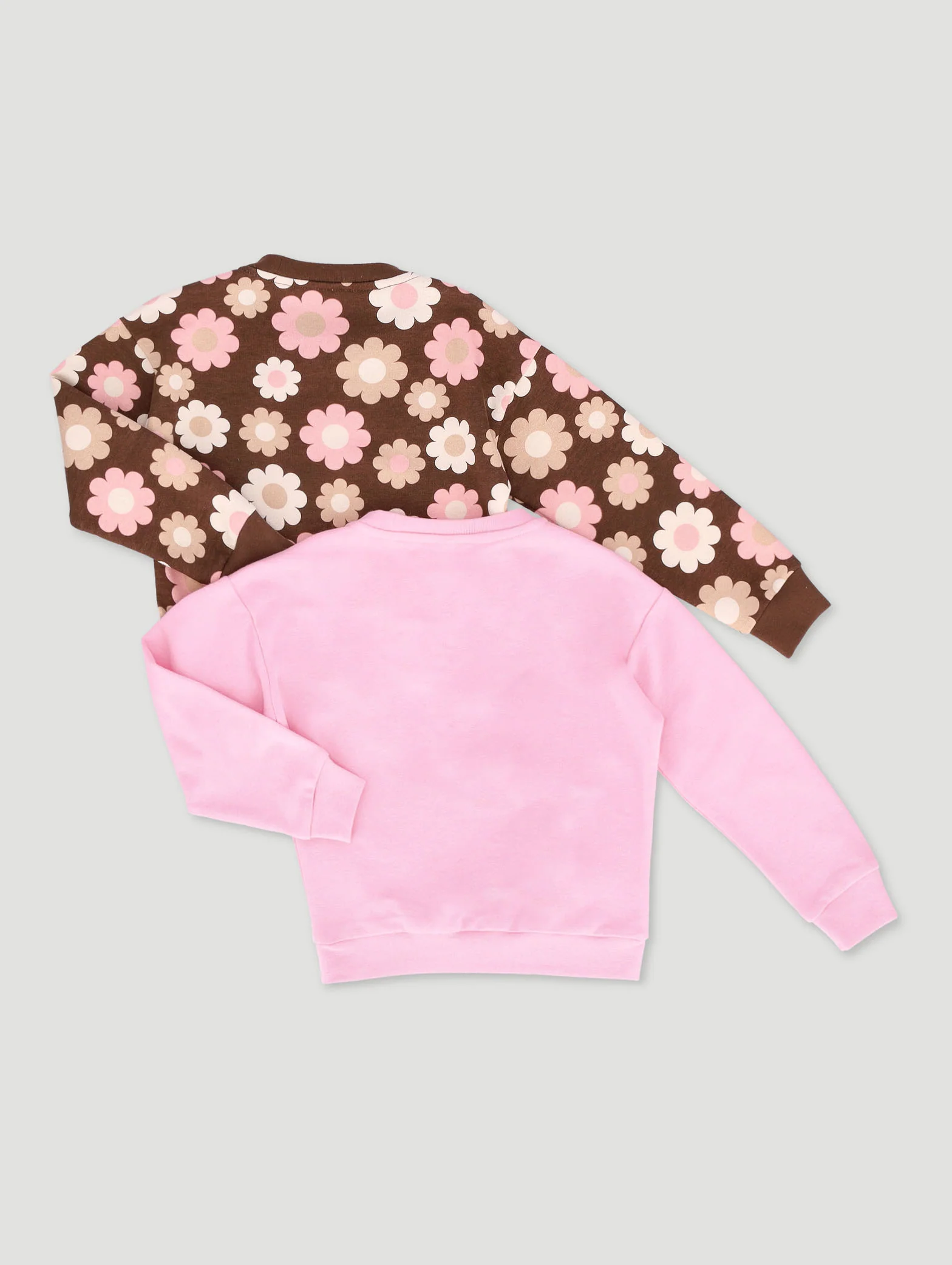 Pre-Girls 2 Pack Floral Print Track Top - Brown/Pink - Image 2