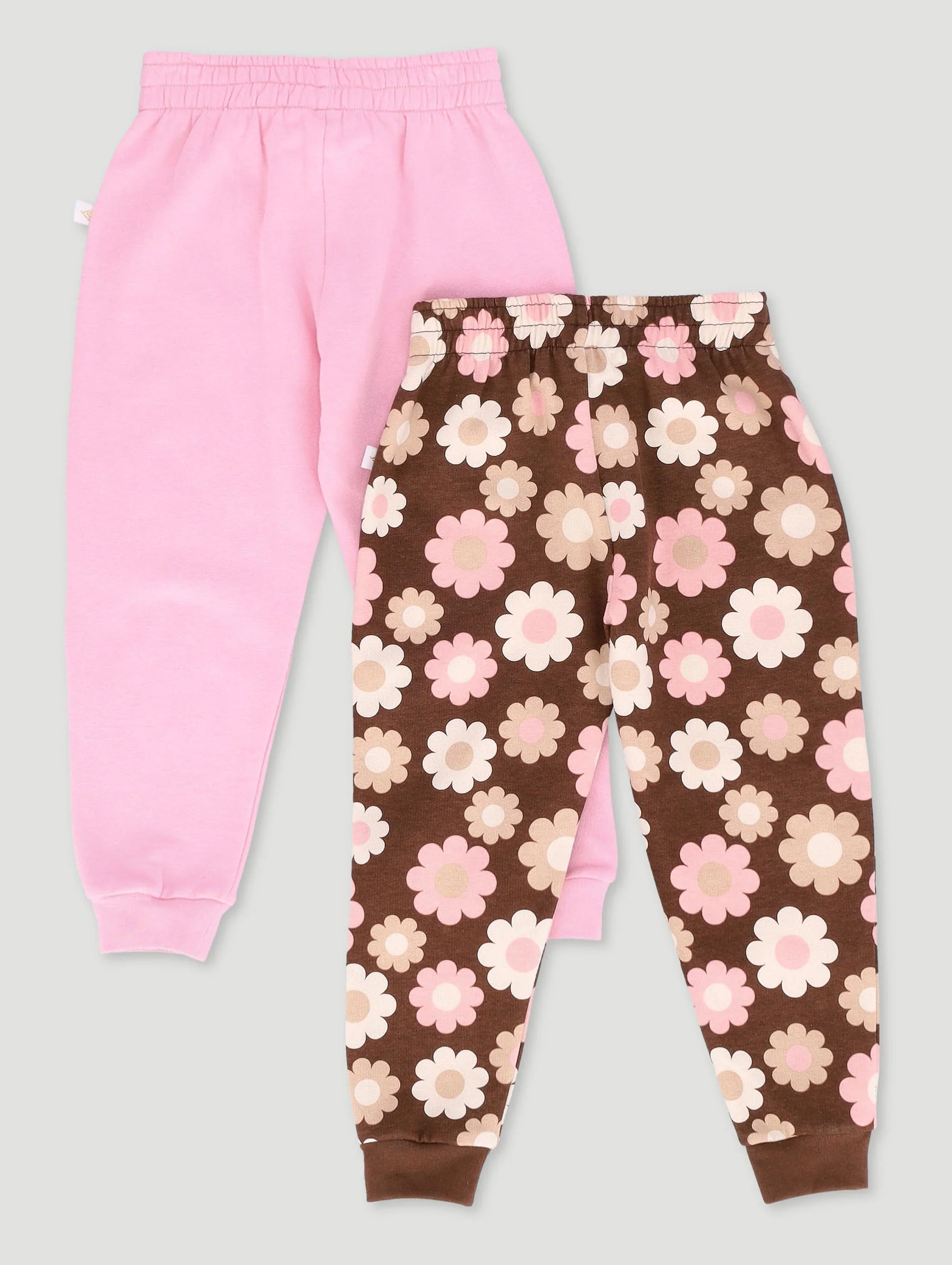 Pre-Girls 2 Pack Floral Print Trackpants - Brown/Pink - Image 2