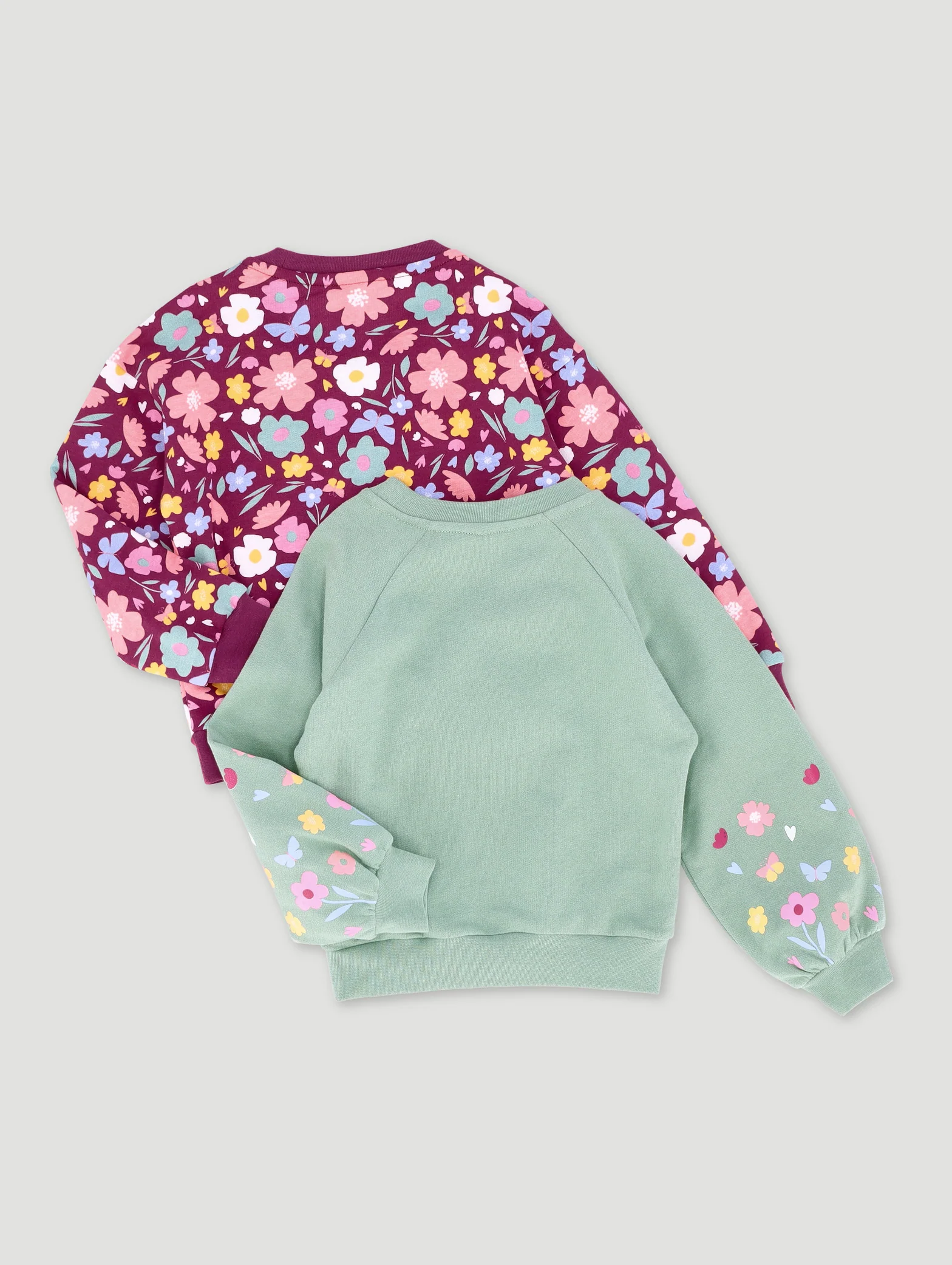 Pre-Girls 2 Pack Floral Print Tracktop - Sage/Burgundy - Image 2
