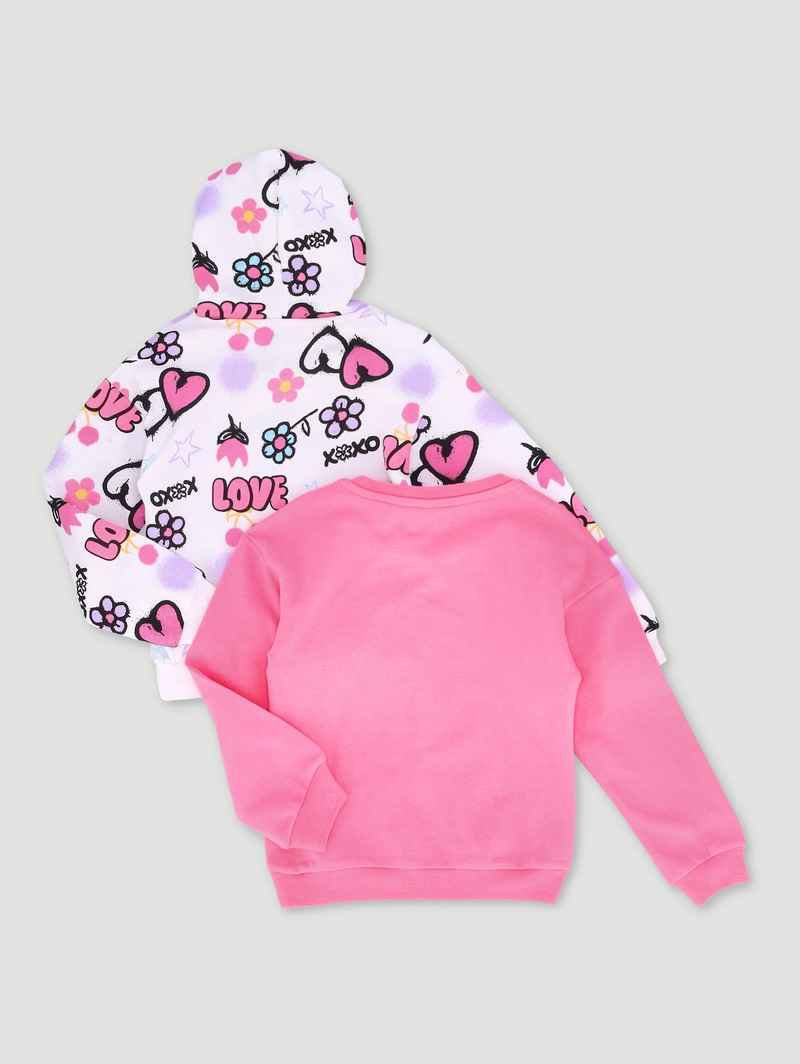 Pre-Girls 2 Pack Grafitti Print Tracktops - White/Pink - Image 2