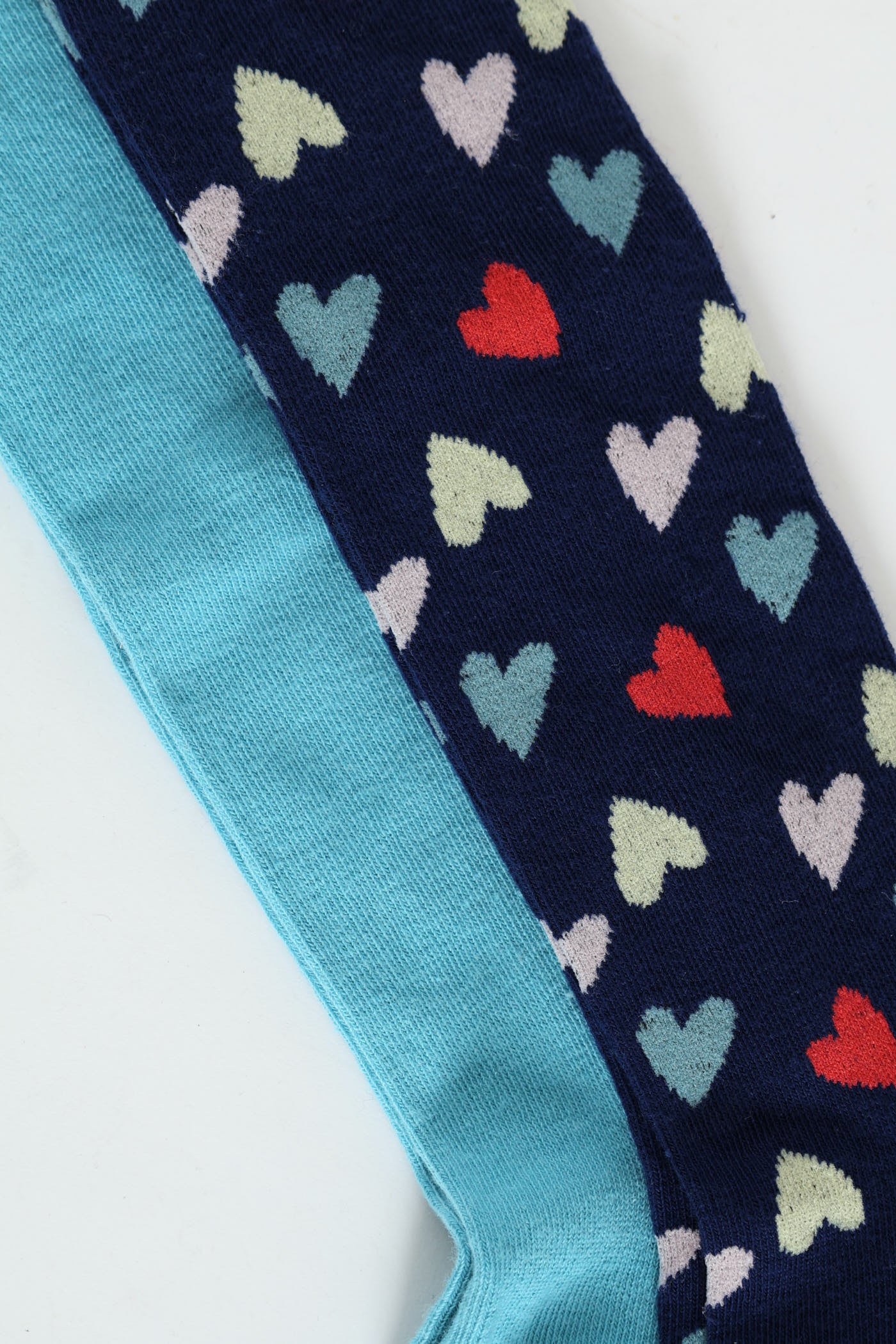 Pre-Girls 2 Pack Heart Print Tights - Navy - Image 2