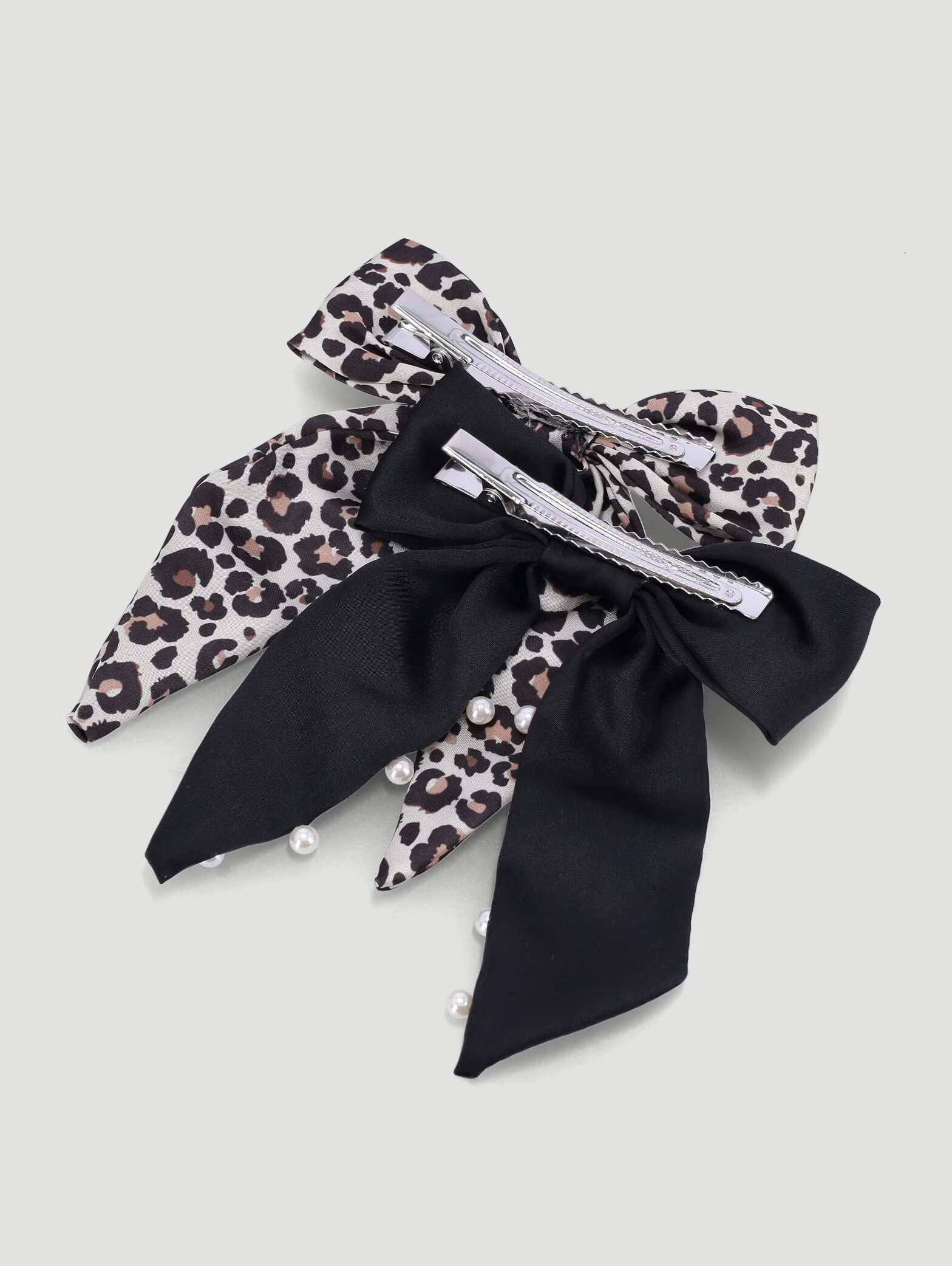 Pre-Girls 2 Pack Leopard Print & Black Bow Set - Multi - Image 2