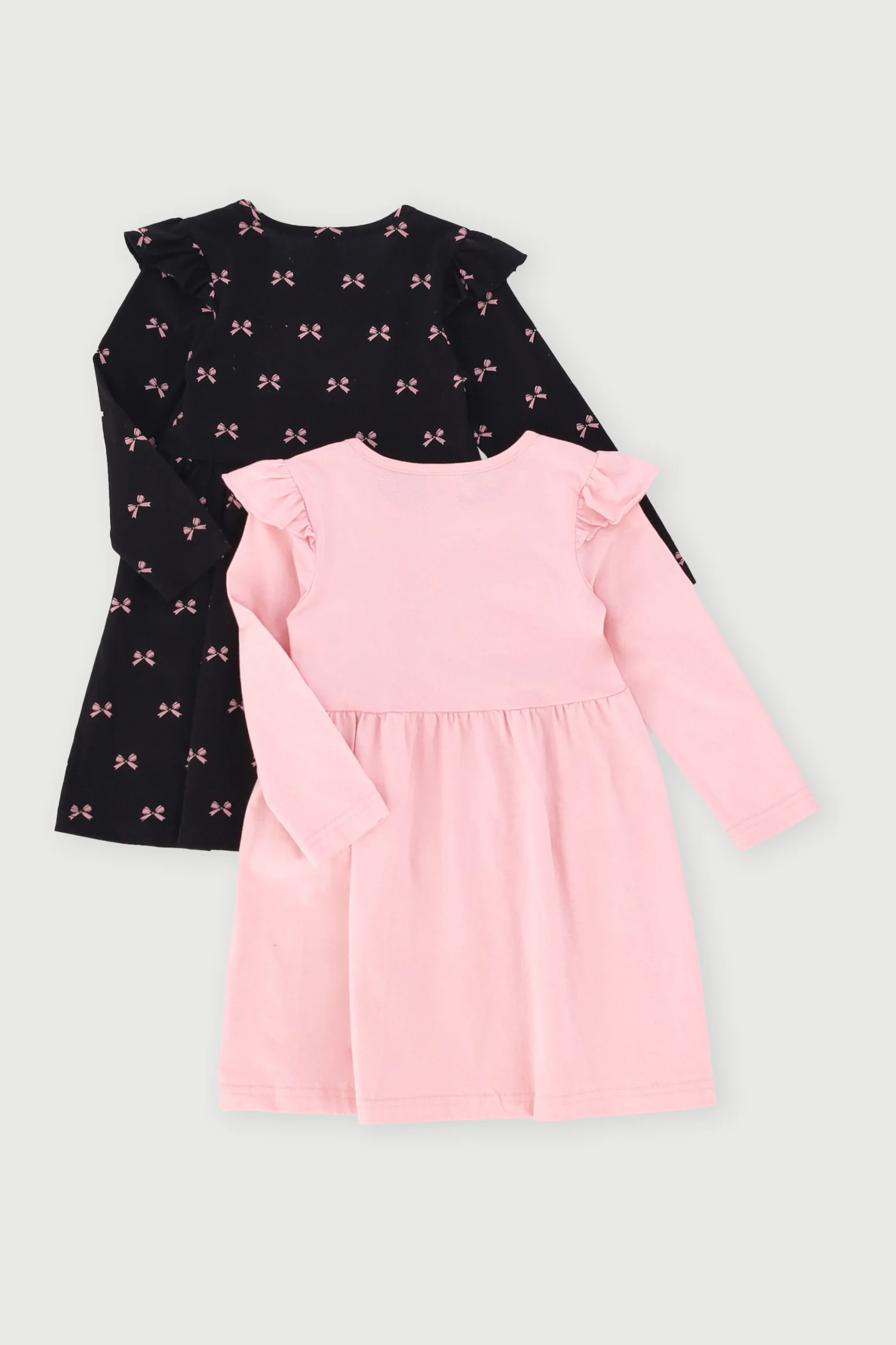 Pre-Girls 2 Pack Long Sleeve Knit Dress - Blush - Image 2