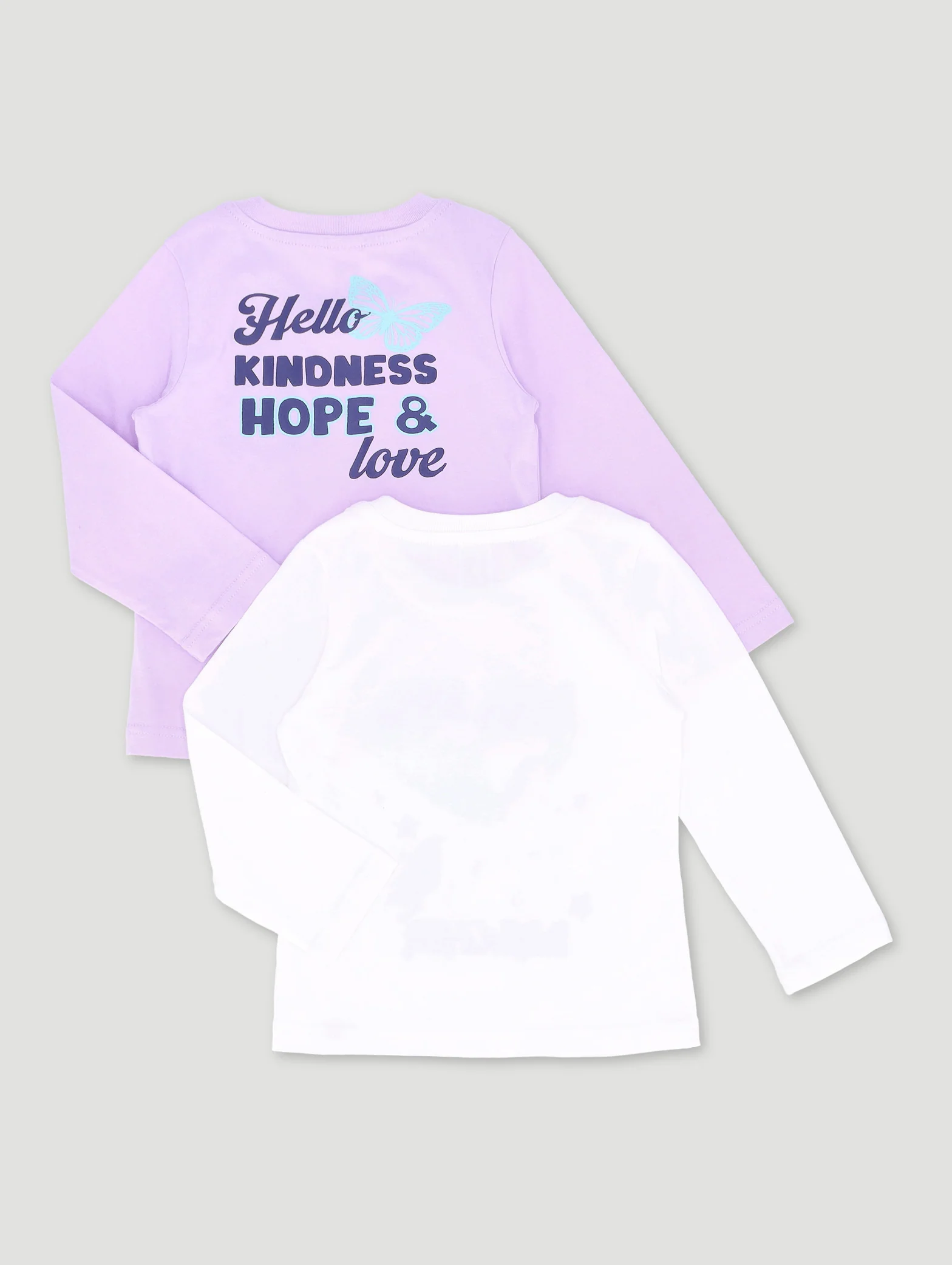 Pre-Girls 2 Pack Long Sleeve Unicorn Tee - White/Lilac - Image 2