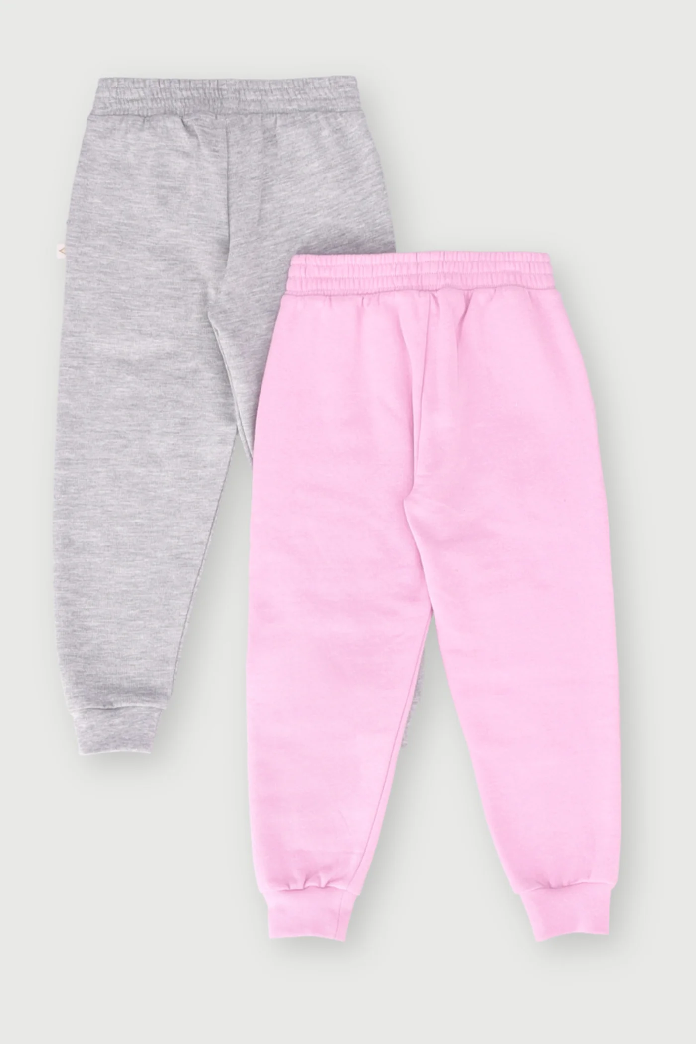Pre-Girls 2 Pack Plain Jogger - Grey Melange/Pink - Image 2