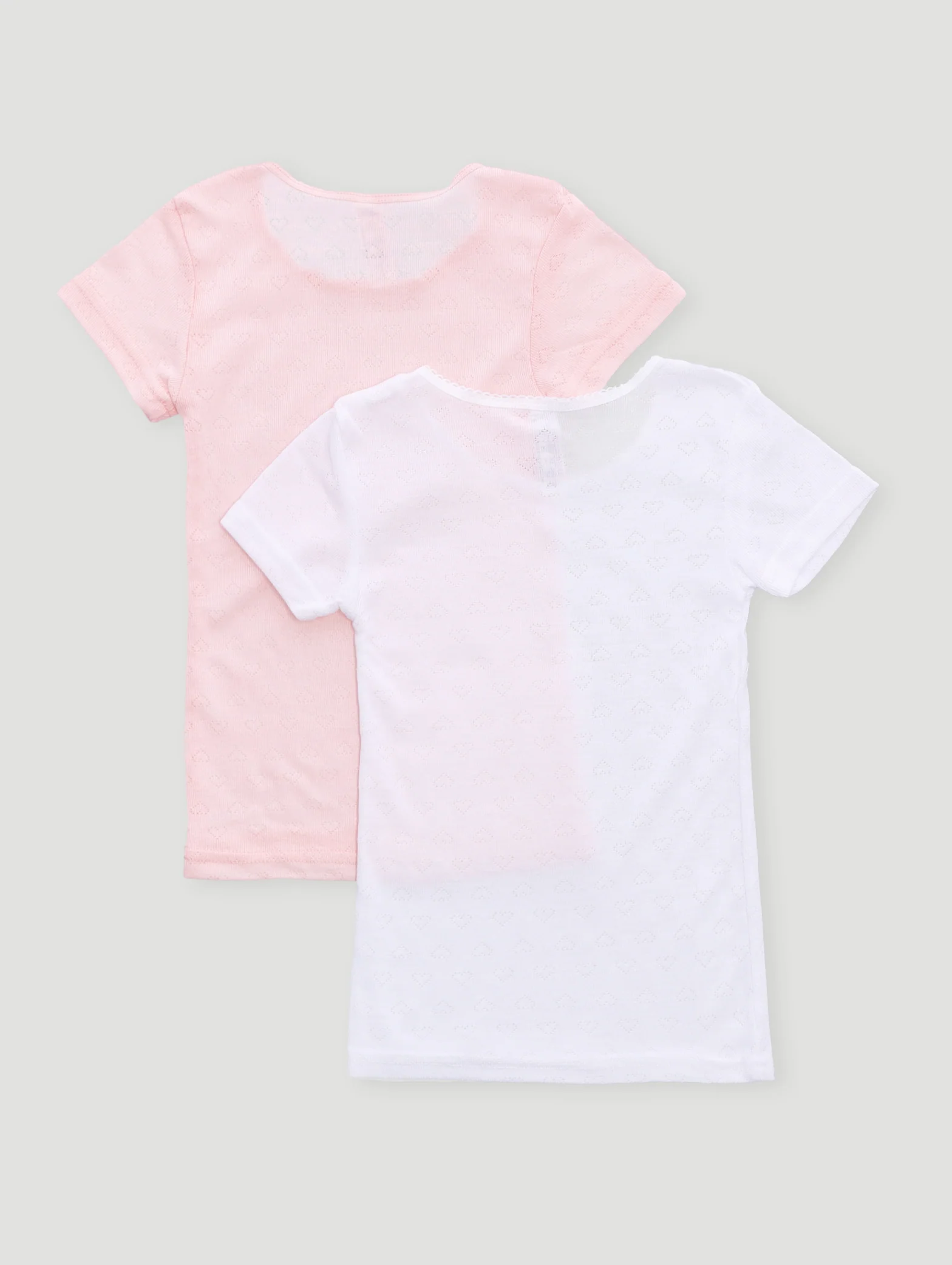 Pre-Girls 2 Pack Plain Short Sleeve Vest - Pink - Image 2