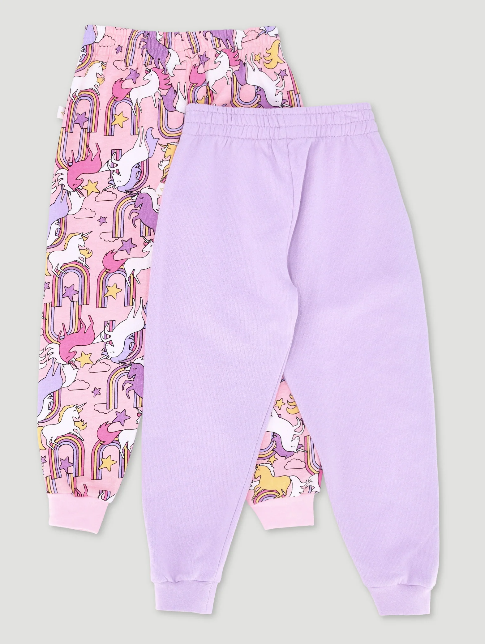 Pre-Girls 2 Pack Print & Plain Unicorn Jogger - Pink - Image 2