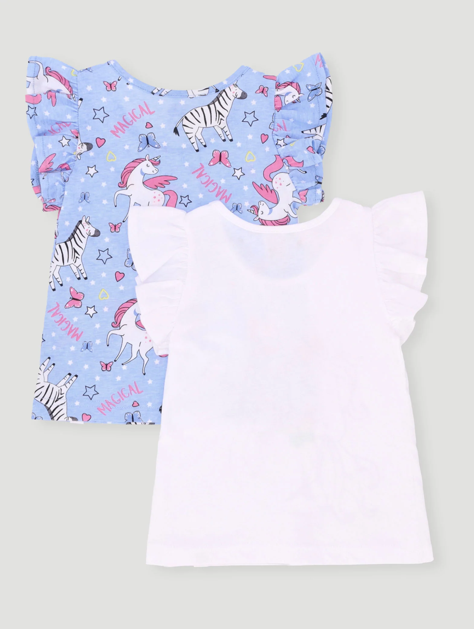 Pre-Girls 2 Pack Unicorn Placement Print Vest - White - Image 2