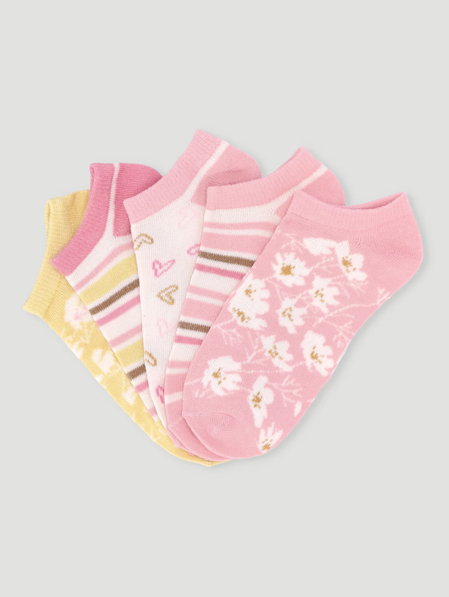 Pre-Girls 5 Pack Hearts Low Cut Socks - Image 2
