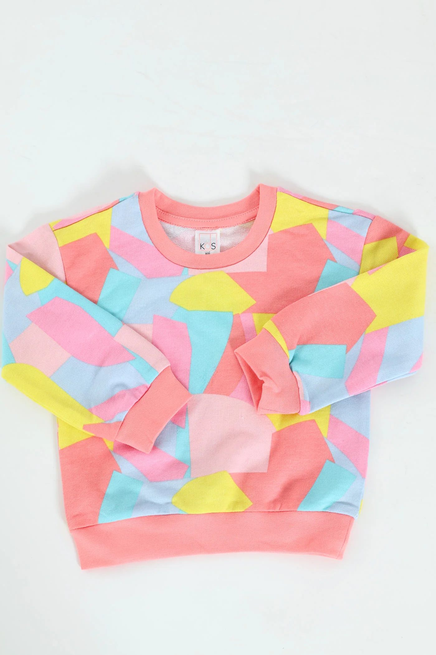 Pre-Girls Abstract Print Unbrushed Fleece Track Top & Short Set - Image 2