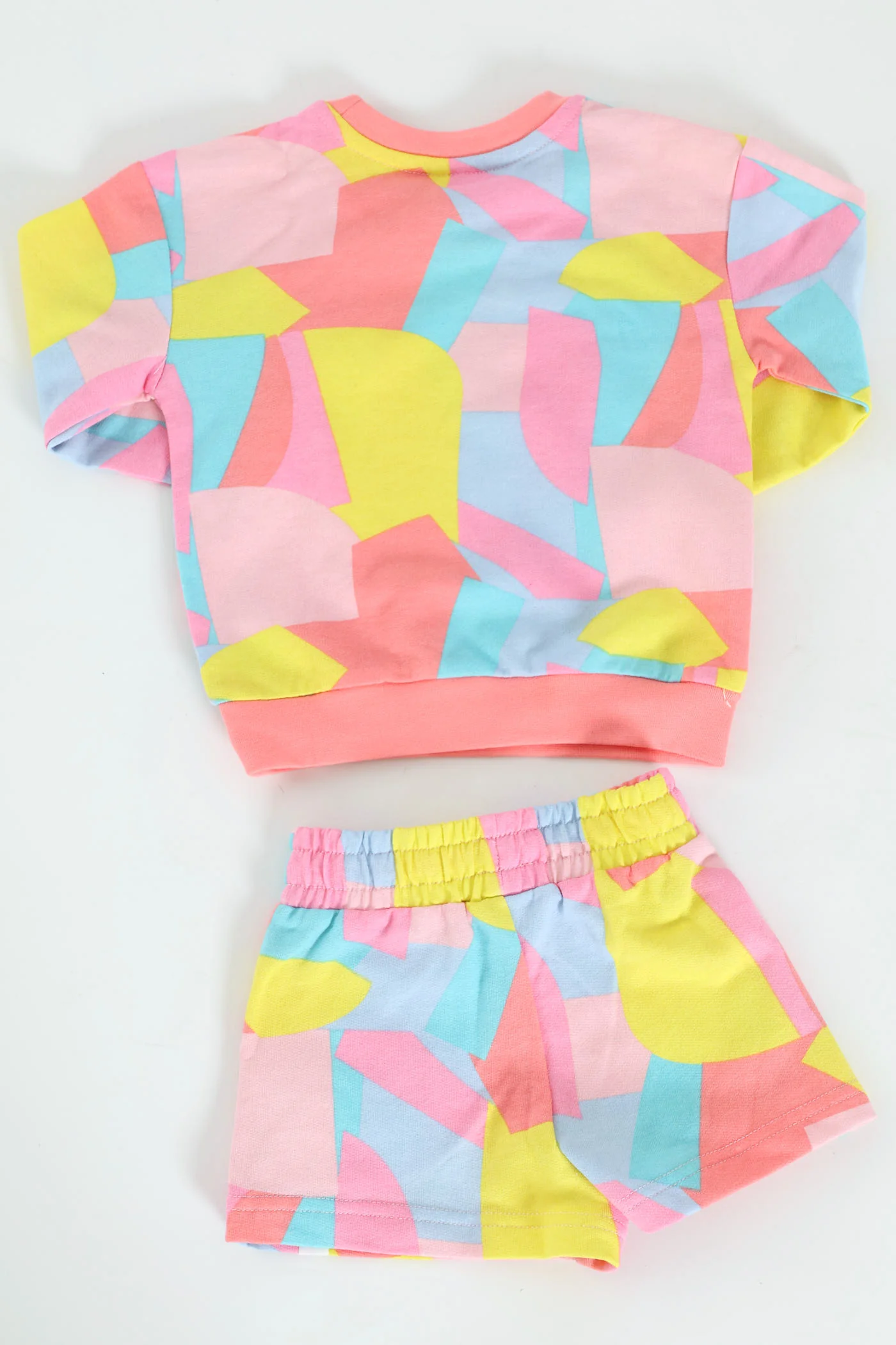 Pre-Girls Abstract Print Unbrushed Fleece Track Top & Short Set - Image 4