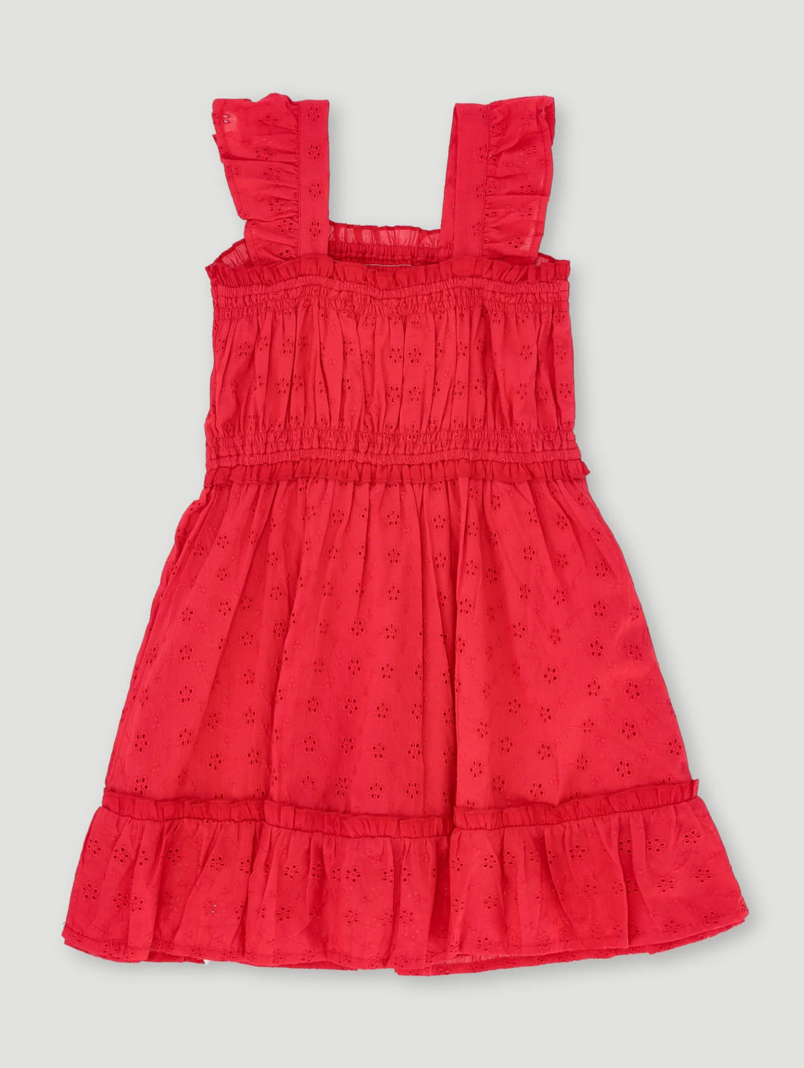 Pre-Girls Anglaise Dress - Red - Image 2