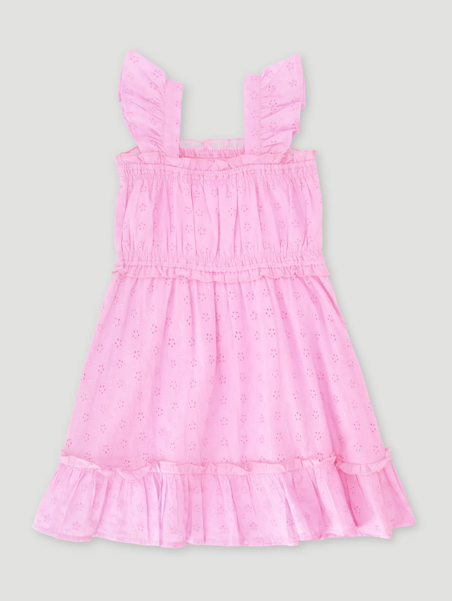 Pre-Girls Anglaise Strappy Frill Dress - Pink - Image 2