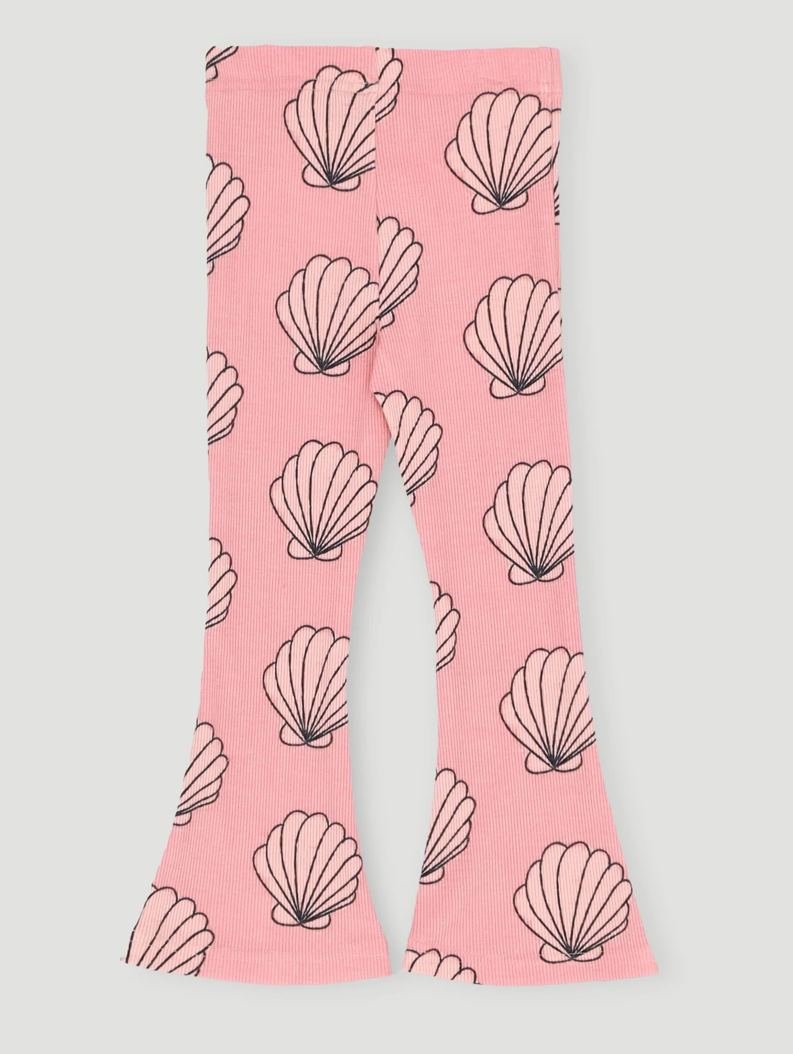 Pre-Girls Shell Print Rib Flare Leg Pant - Coral Pink - Image 2
