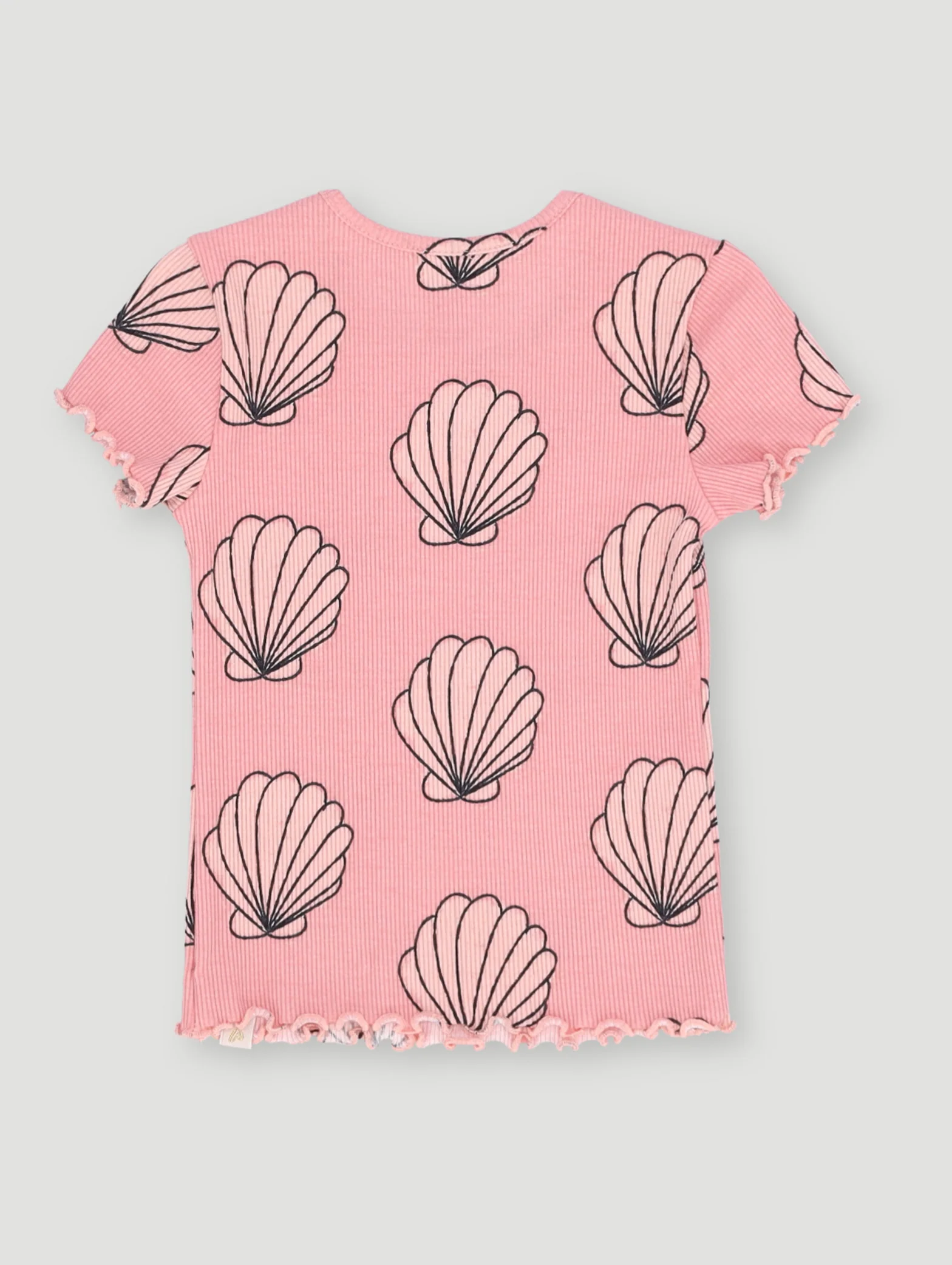 Pre-Girls Shell Print Rib Tee - Coral Pink - Image 2