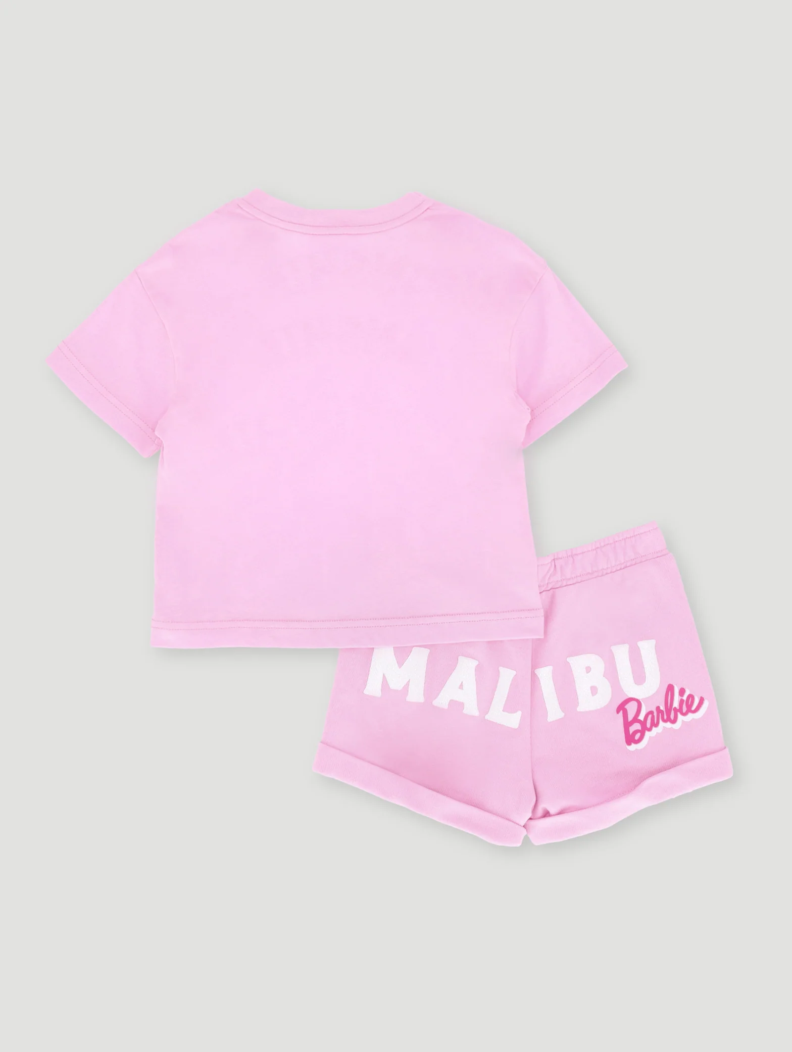 Pre- Girls Barbie Boxy Tee & Fleece Short Set - Lilac - Image 2