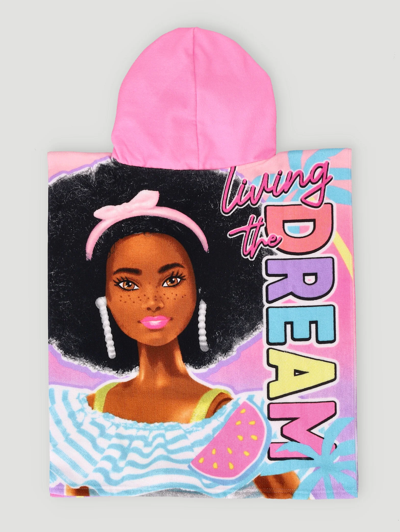 Pre-Girls Barbie Hooded Towel - Pink - Image 2