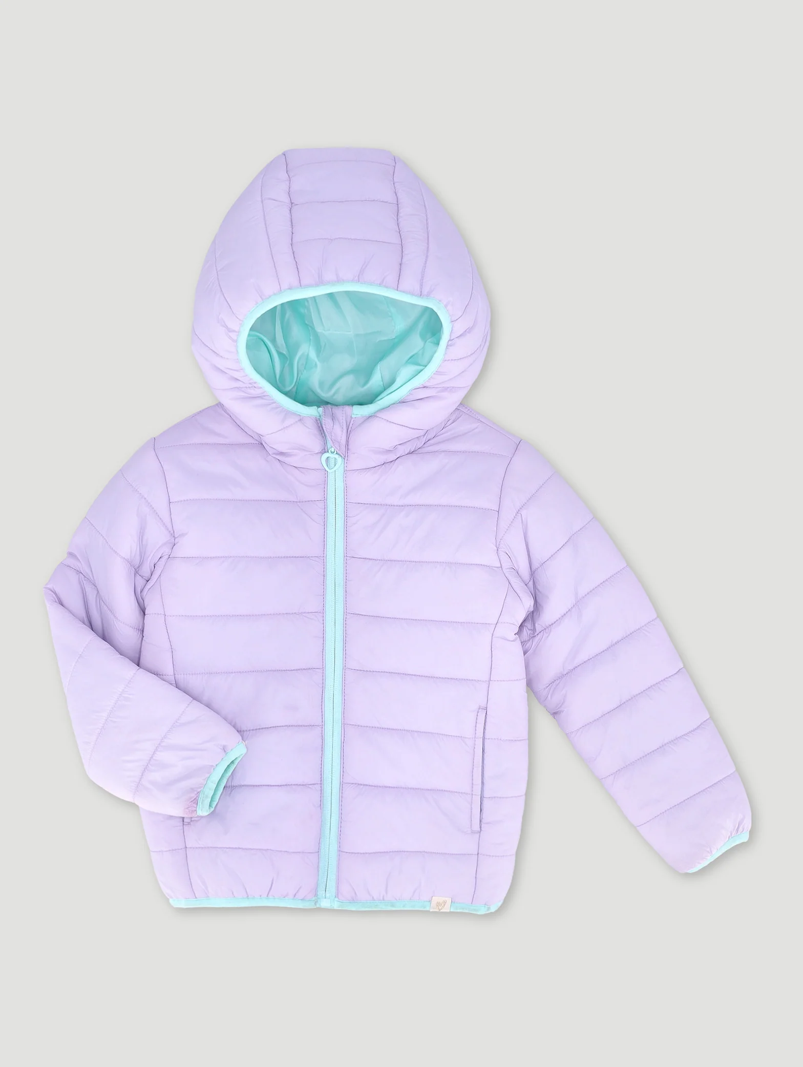 Pre-Girls Basic Hooded Puffer Jacket - Lilac - Image 2