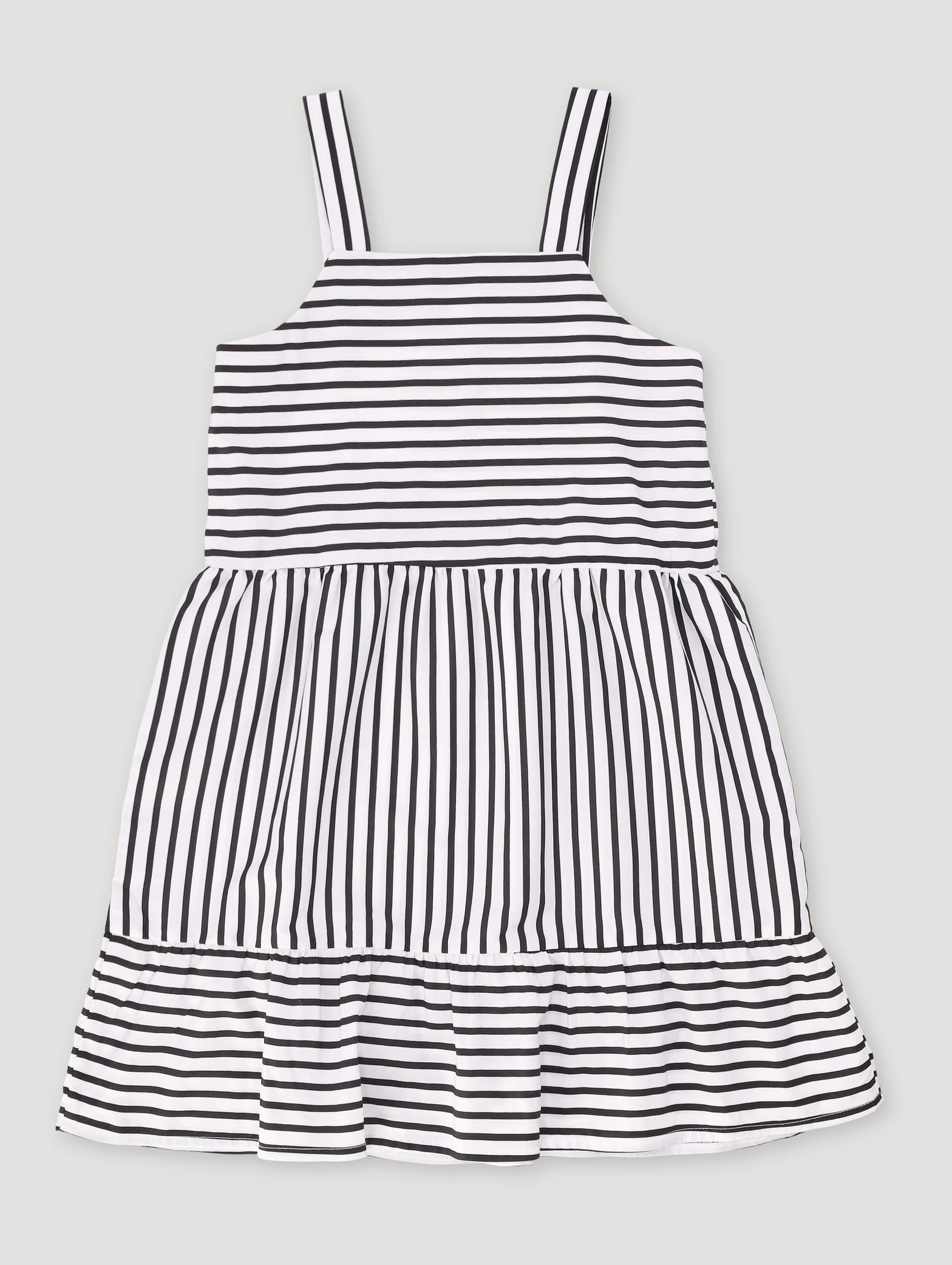Pre-Girls Basic Stripe Summer Dress - Black/White - Image 2