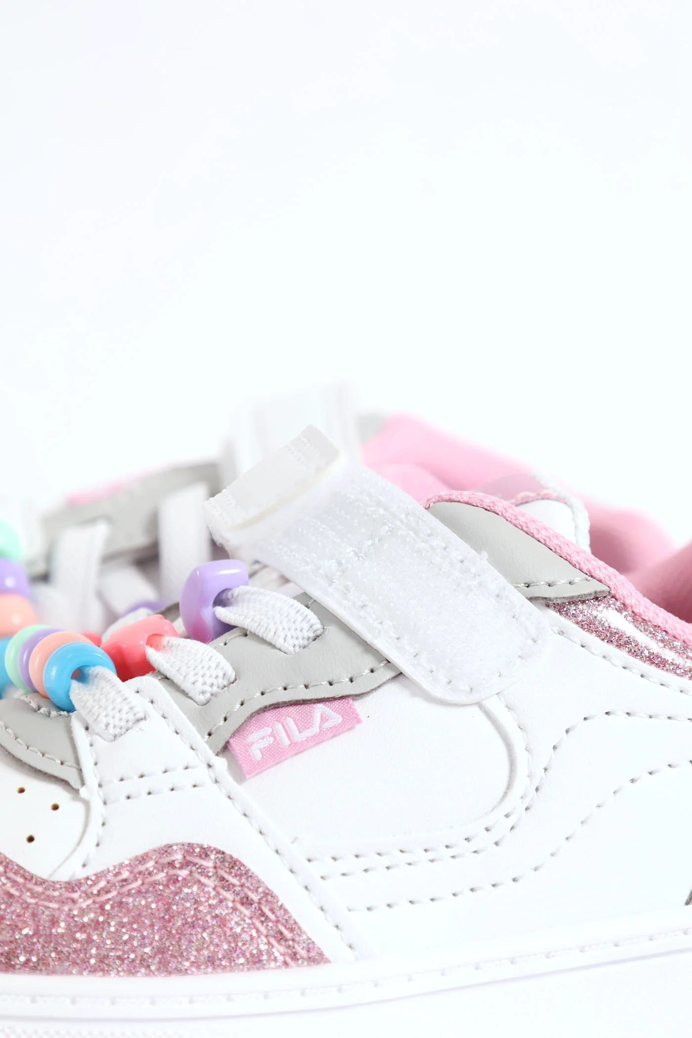 Pre-Girls Bead Trim Sneaker - White/Pink - Image 2