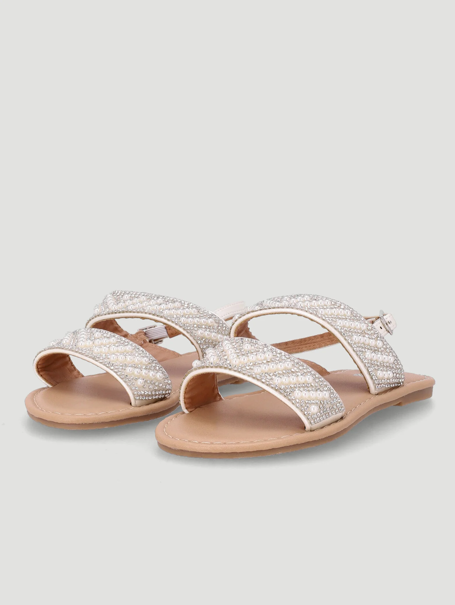 Pre-Girls Beaded Pearl Sandal - White - Image 3